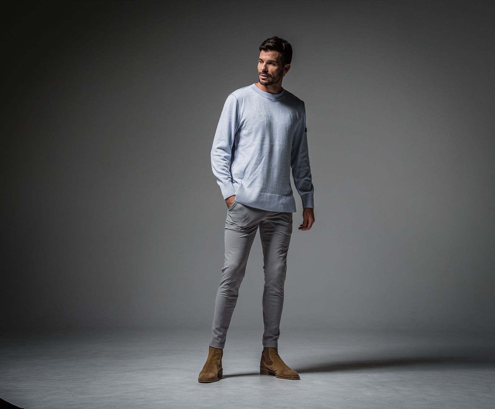 OUT SEAM SWEATER / RC30-K-001 / アウトシームニット / サックス