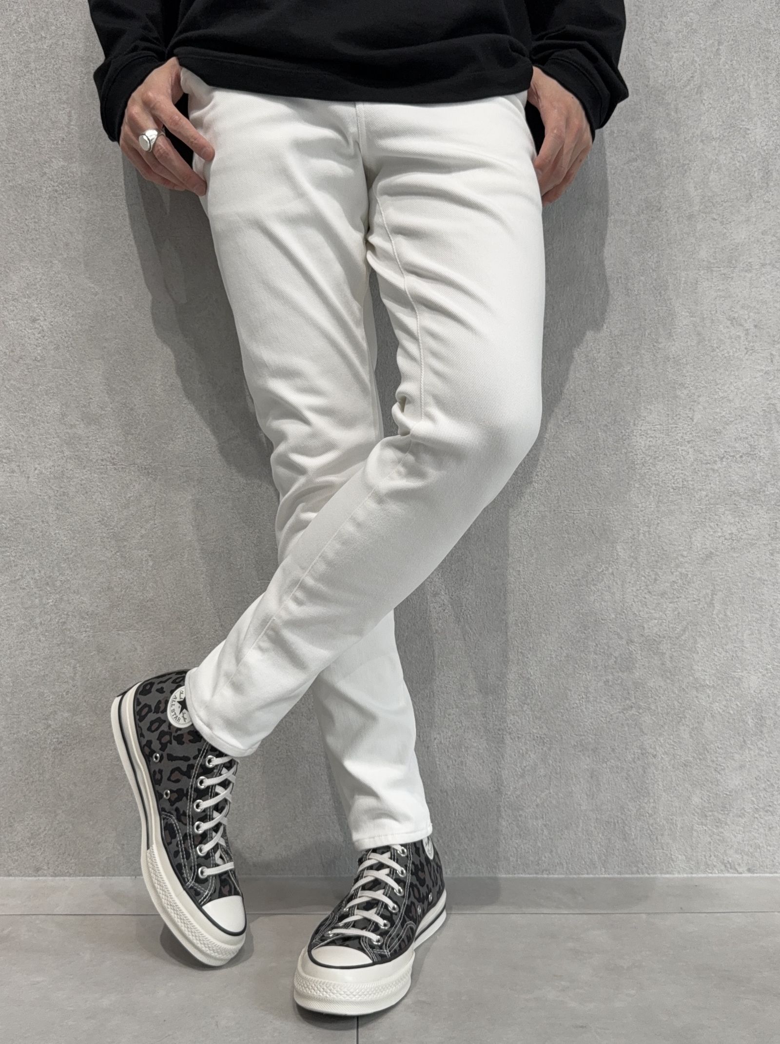 MICK DENIM JERSEY / BASIC-ST-020 / デニムジャージテーパードパンツ / ホワイト