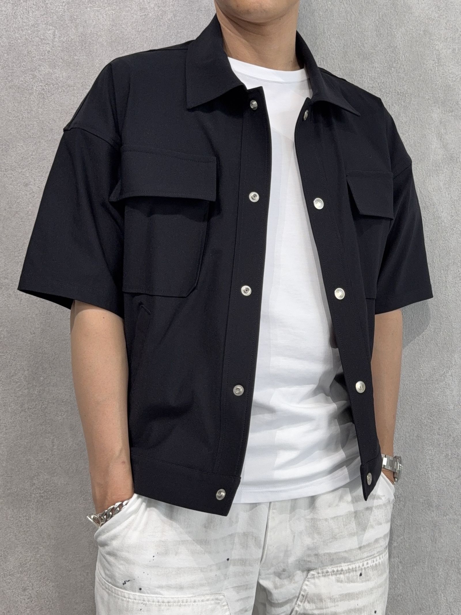 CPO HALF SHIRTS JK / RC40-SH-003 / 半袖ナイロンCPOジャケット / ブラック