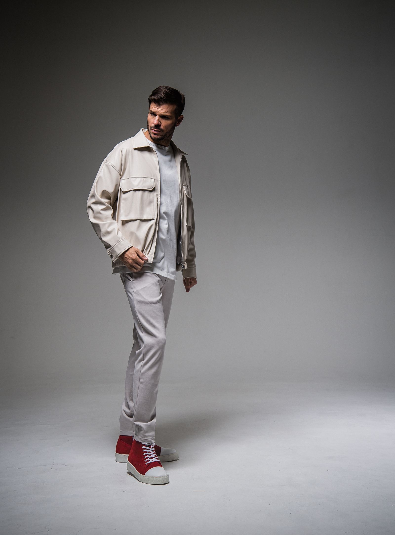 FW JACKET / RC25-JK-006 / オーバーサイズレザーブルゾン / ベージュ