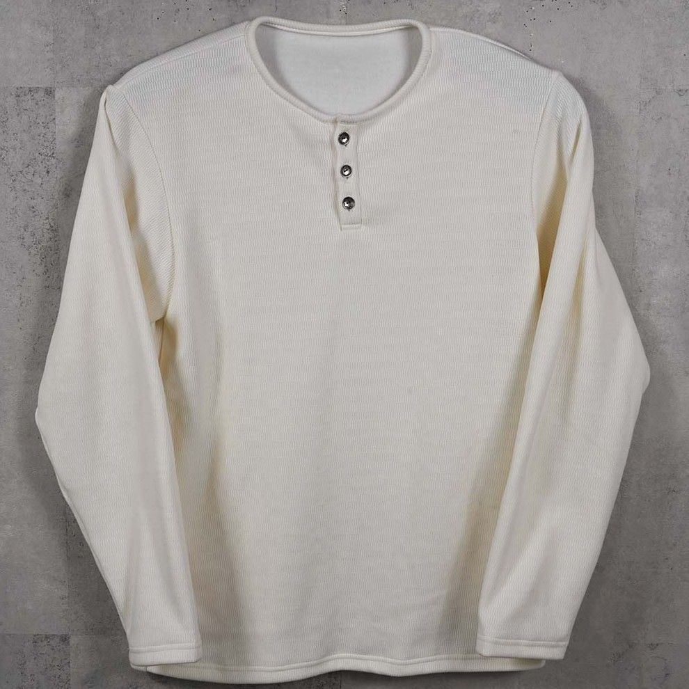 VELOURS FLEECE THERMAL HENRY / RC38-C-003 / 裏起毛サーマルヘンリーネックロングTシャツ / ホワイト (10月中旬入荷予定)
