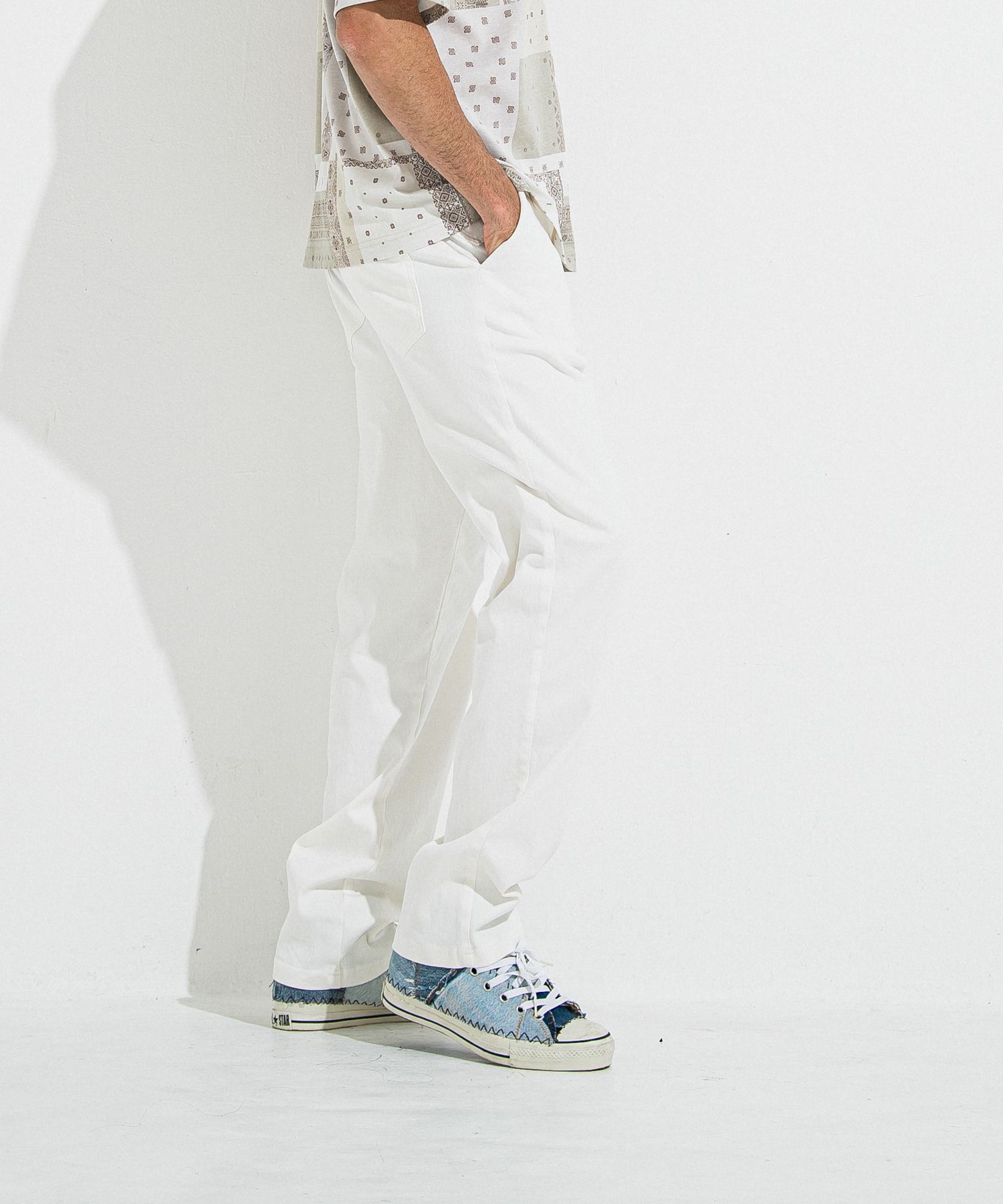 DENIM JERSEY WIDE PT / RC36-ST-016WTD / ライトオンスデニムジャージワイドパンツ / ホワイト