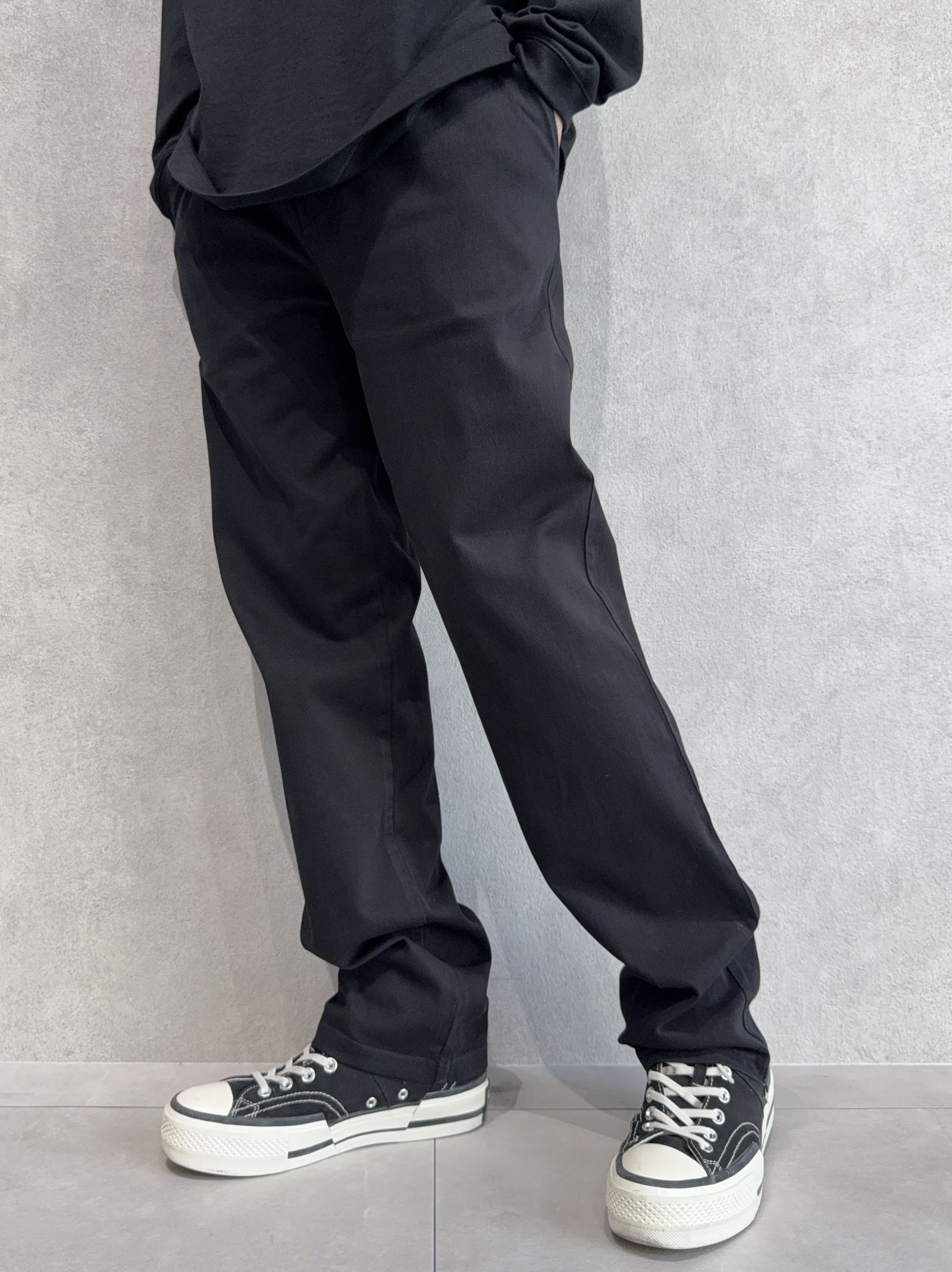DENIM JERSEY WIDE PT / RC41-ST-016WTD / ライトオンスデニムジャージセミワイドパンツ / ブラック