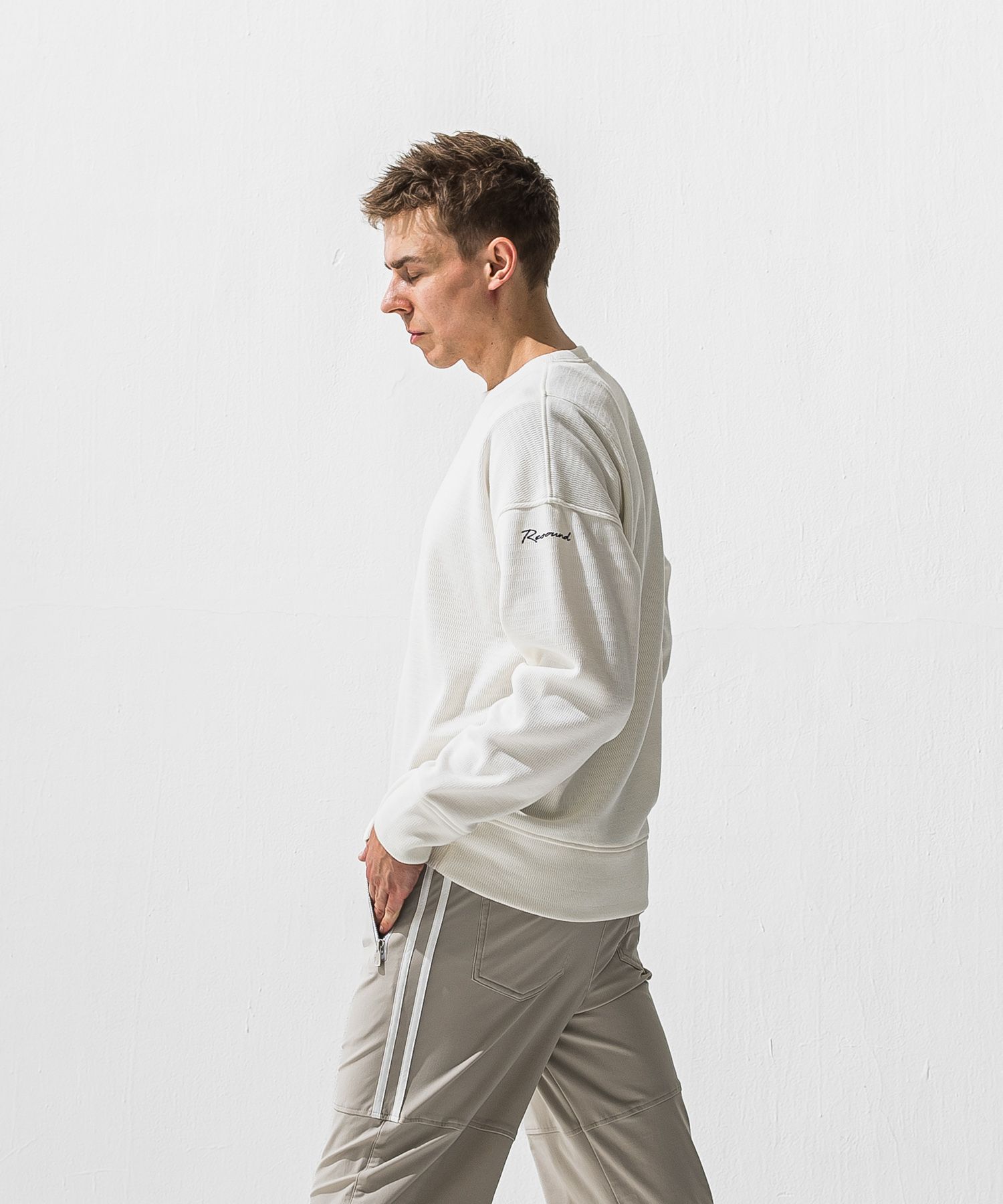 VELOURS FLEECE THERMAL LOOSE TRAINER / RC42-C-002 / 裏起毛サーマルトレーナー / ホワイト (10月下旬入荷予定)