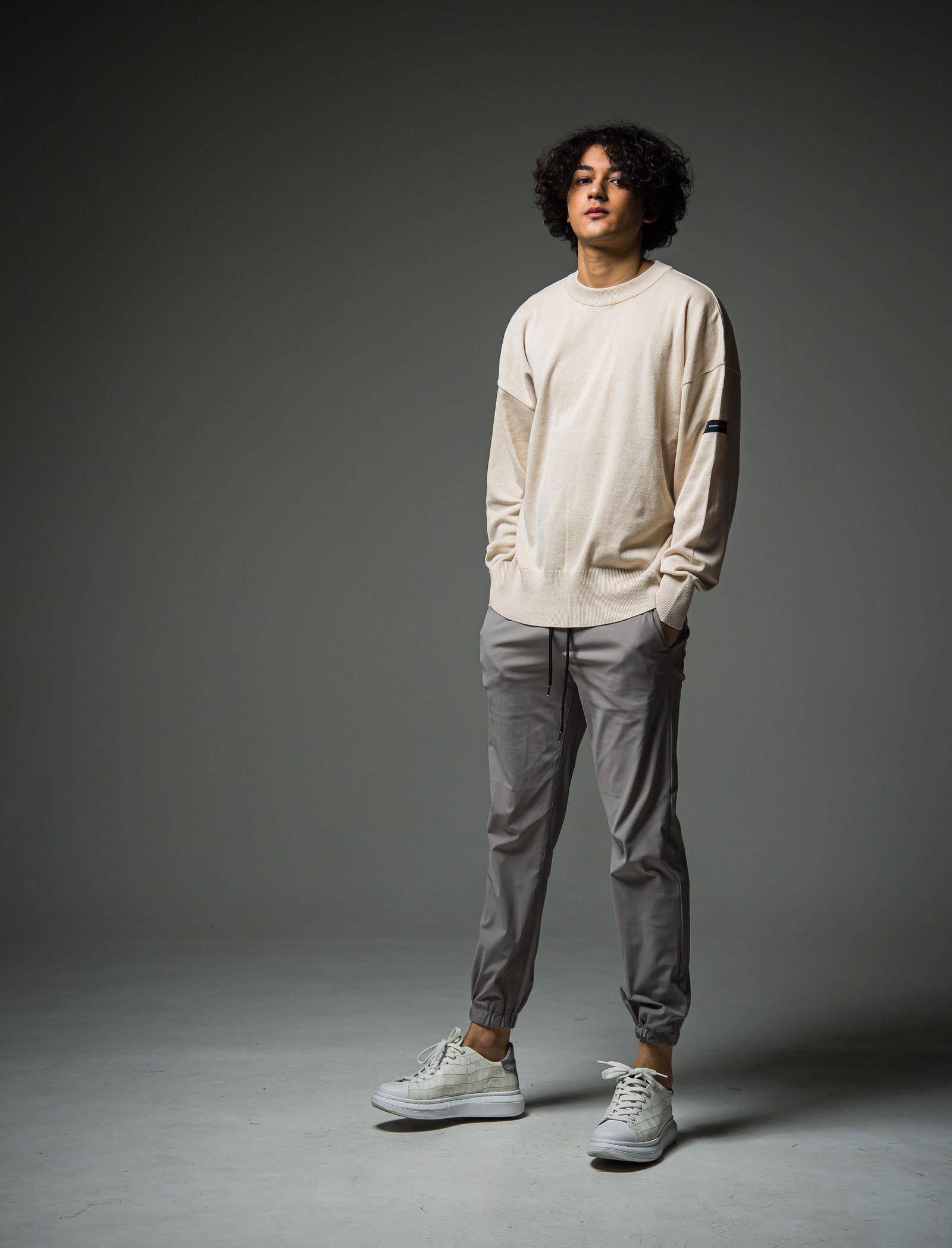SILK KNT OVER LONG SLEEVE / RC29-K-002 / 無地ルーズコットンニット / ベージュ