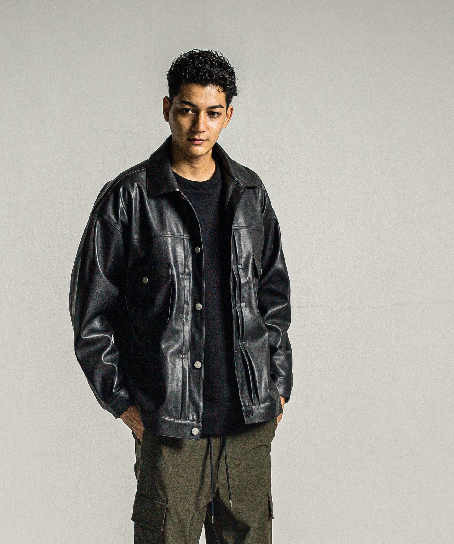 LEATHER OVER 2ND G / RC34-JK-002 / エコレザーGジャン / ブラック