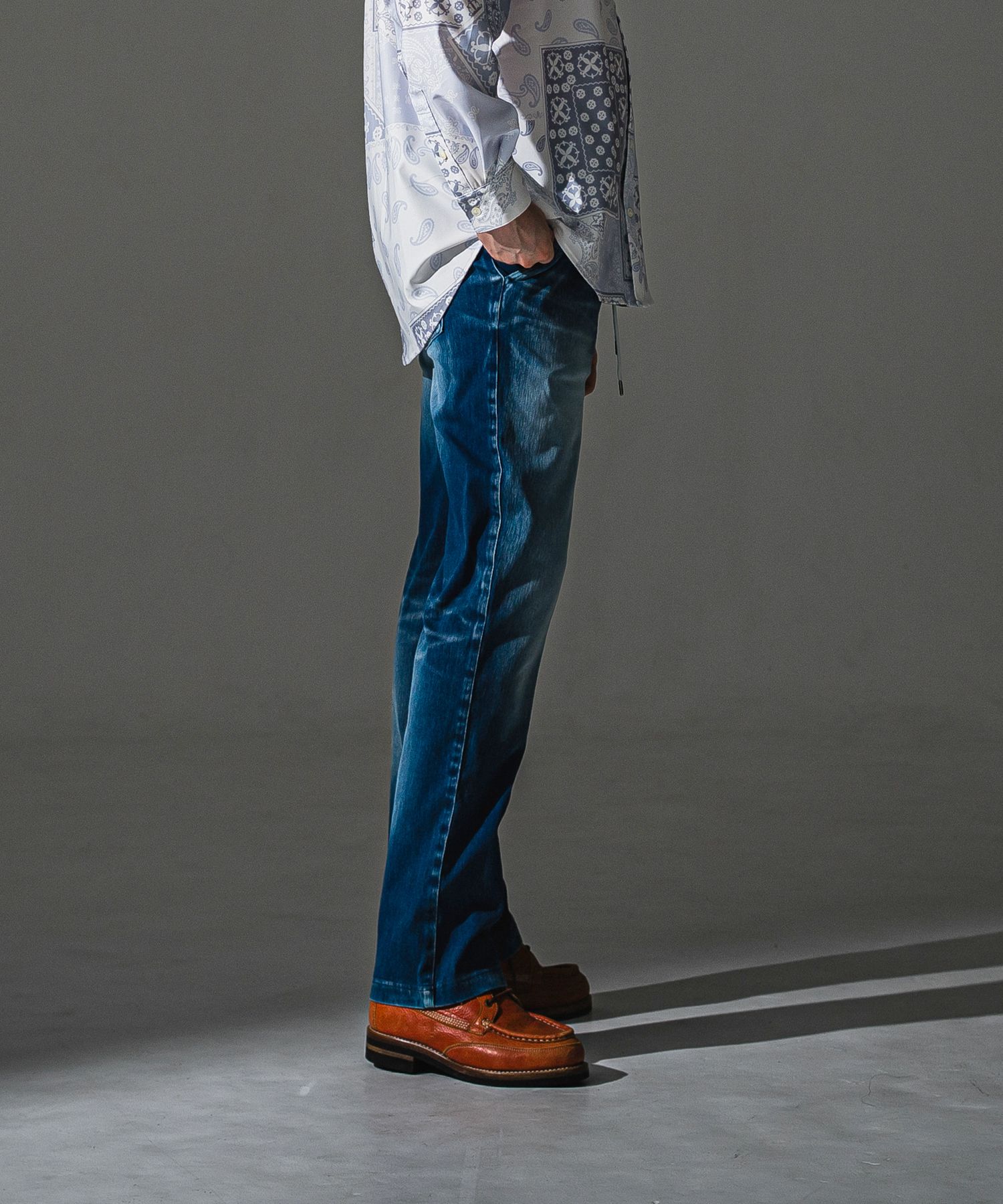 DENIM JERSEY WIDE PT / RC41-ST-016WTD / ライトオンスデニムジャージセミワイドパンツ / ダークインディゴ (8月中旬入荷予定)