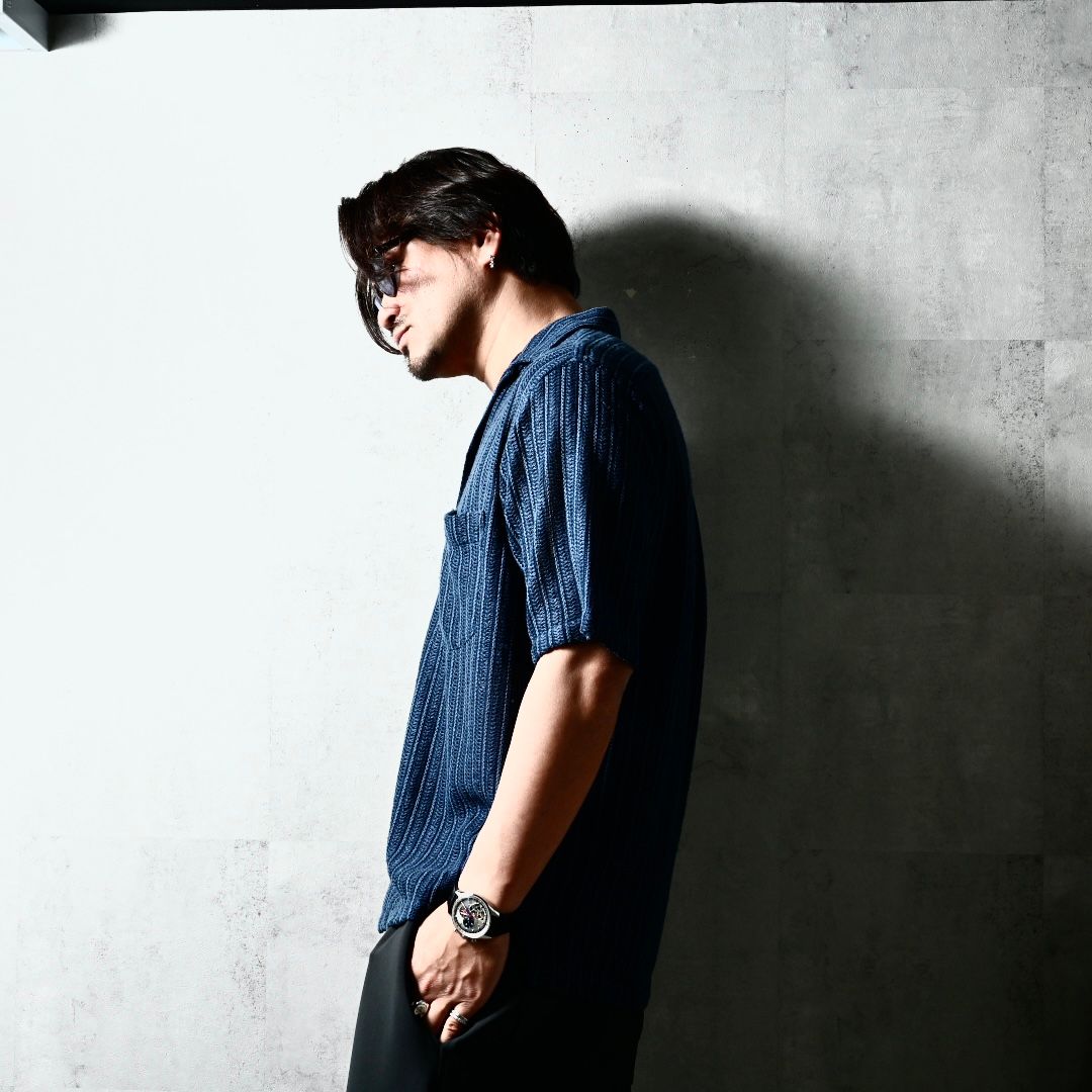 RUSSEL SHIRTS / DP1-SH-004 / ラッセル織り半袖シャツ / ネイビー (3月中旬入荷予定)