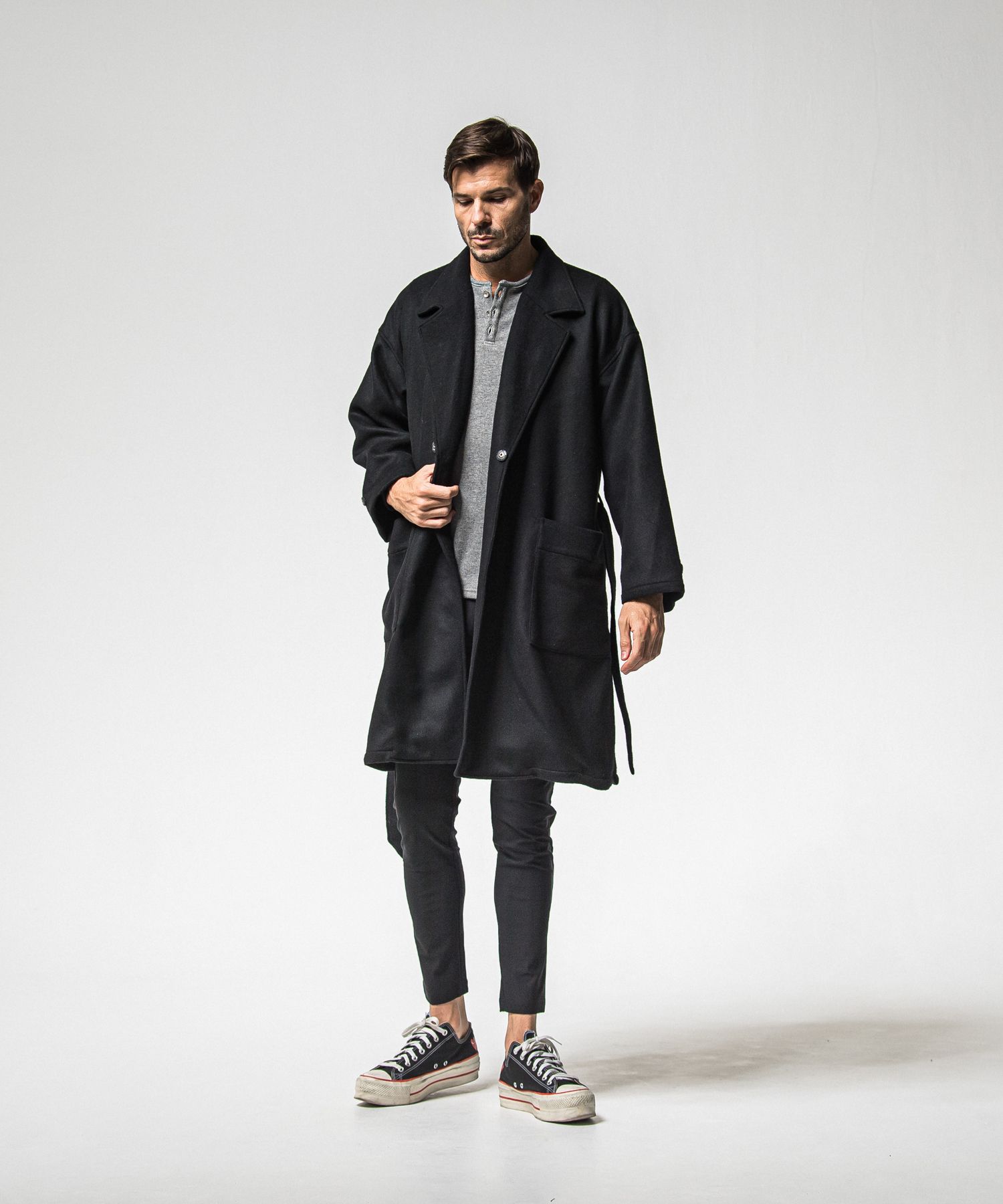 GOWN OVER COAT / RC38-JK-004 / オーバーサイズガウンコート / ブラック (11月上旬入荷予定)