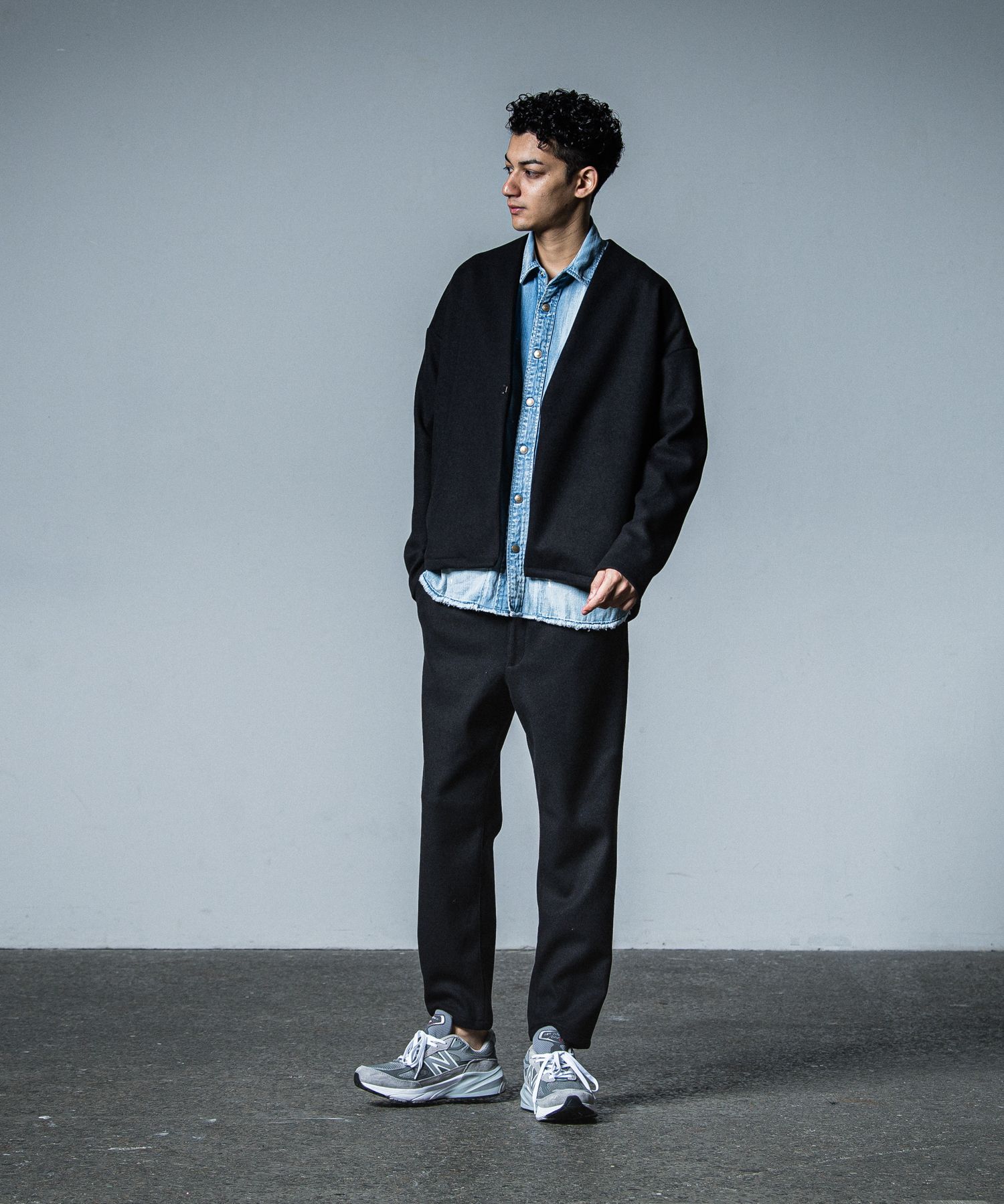 PAT WIDE EASY PANTS / RC33-ST-036BN / ワイドテーパードパンツ / ブラックメルトン