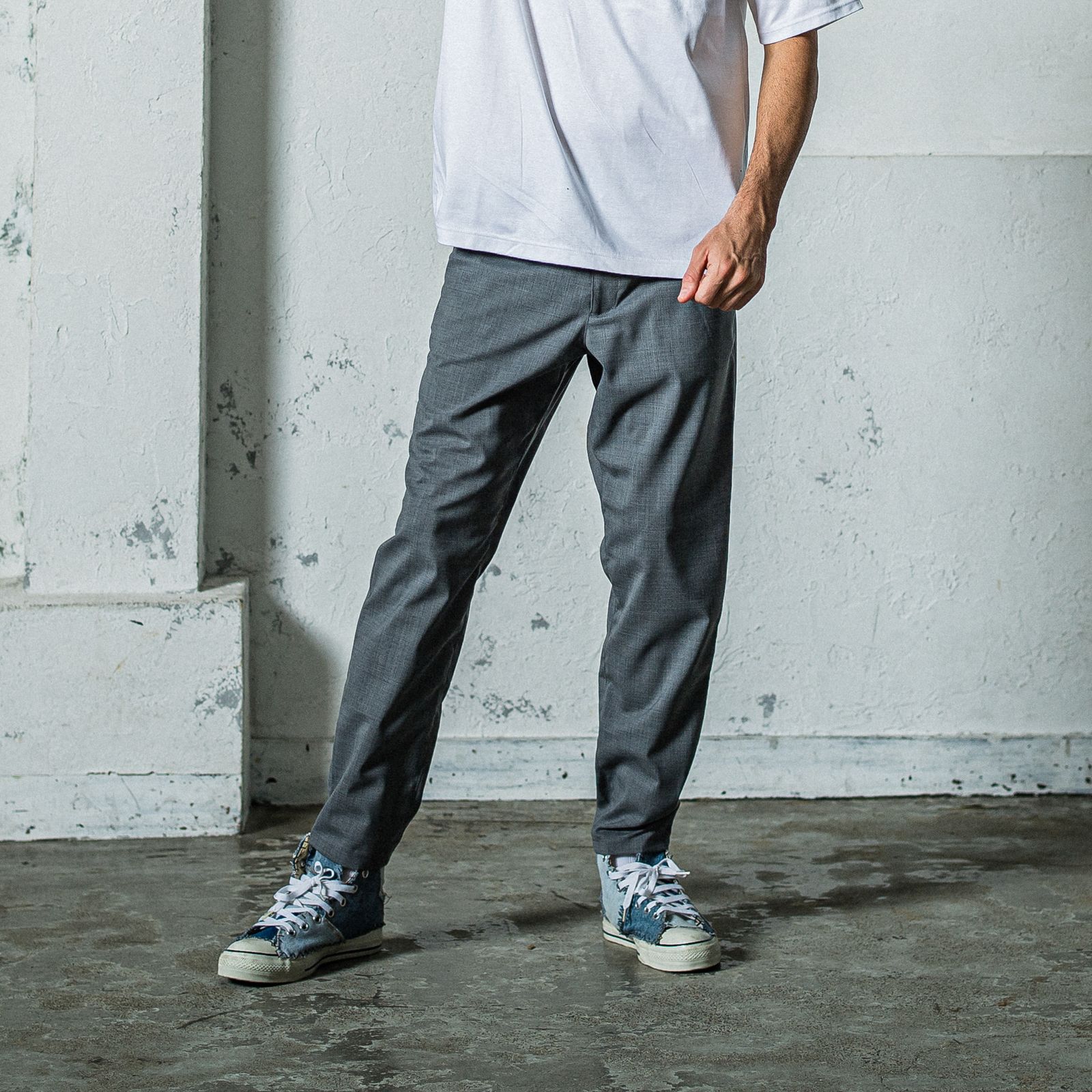 PAT WIDE EASY PANTS / RC35-ST-036 / ワイドテーパードパンツ / グレー