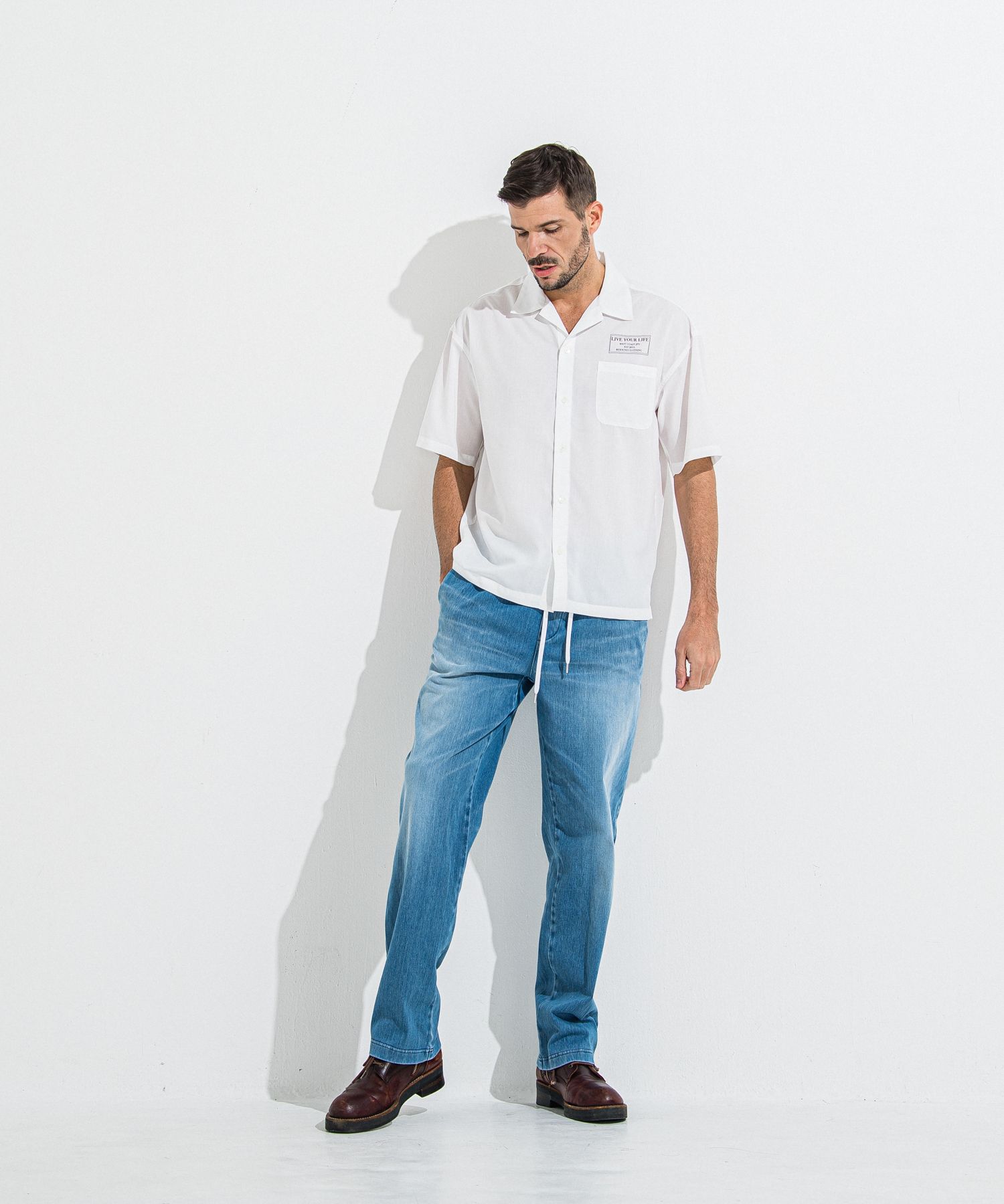 DENIM JERSEY WIDE PT / RC36-ST-016WTD / ライトオンスデニムジャージワイドパンツ / ライトインディゴ