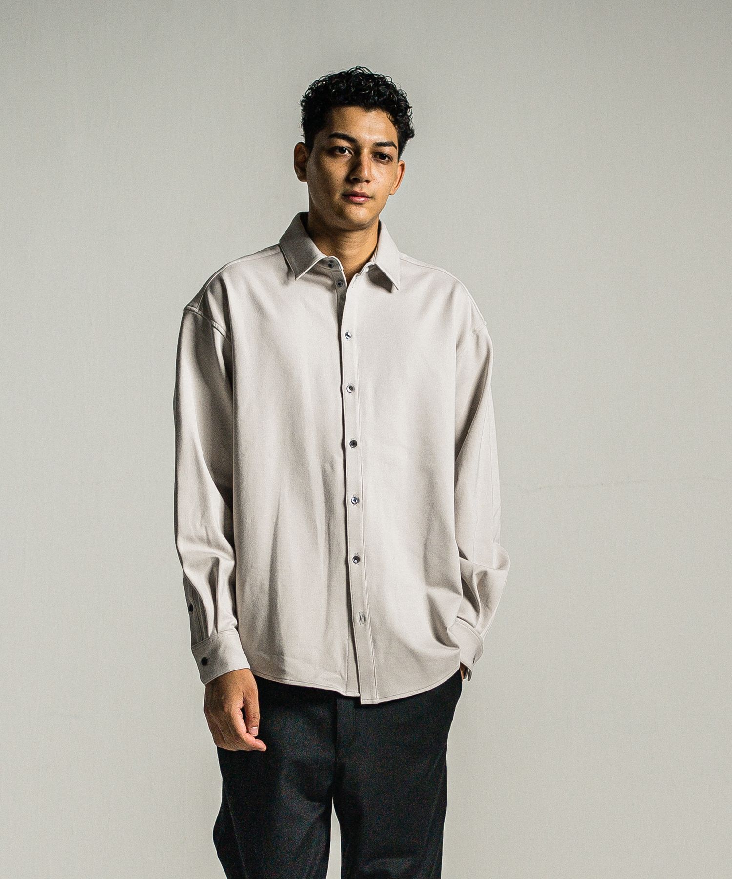 JERSEY JACK SHIRT / RC34-SH-001 / 裏起毛オーバーサイズシャツ / グレー