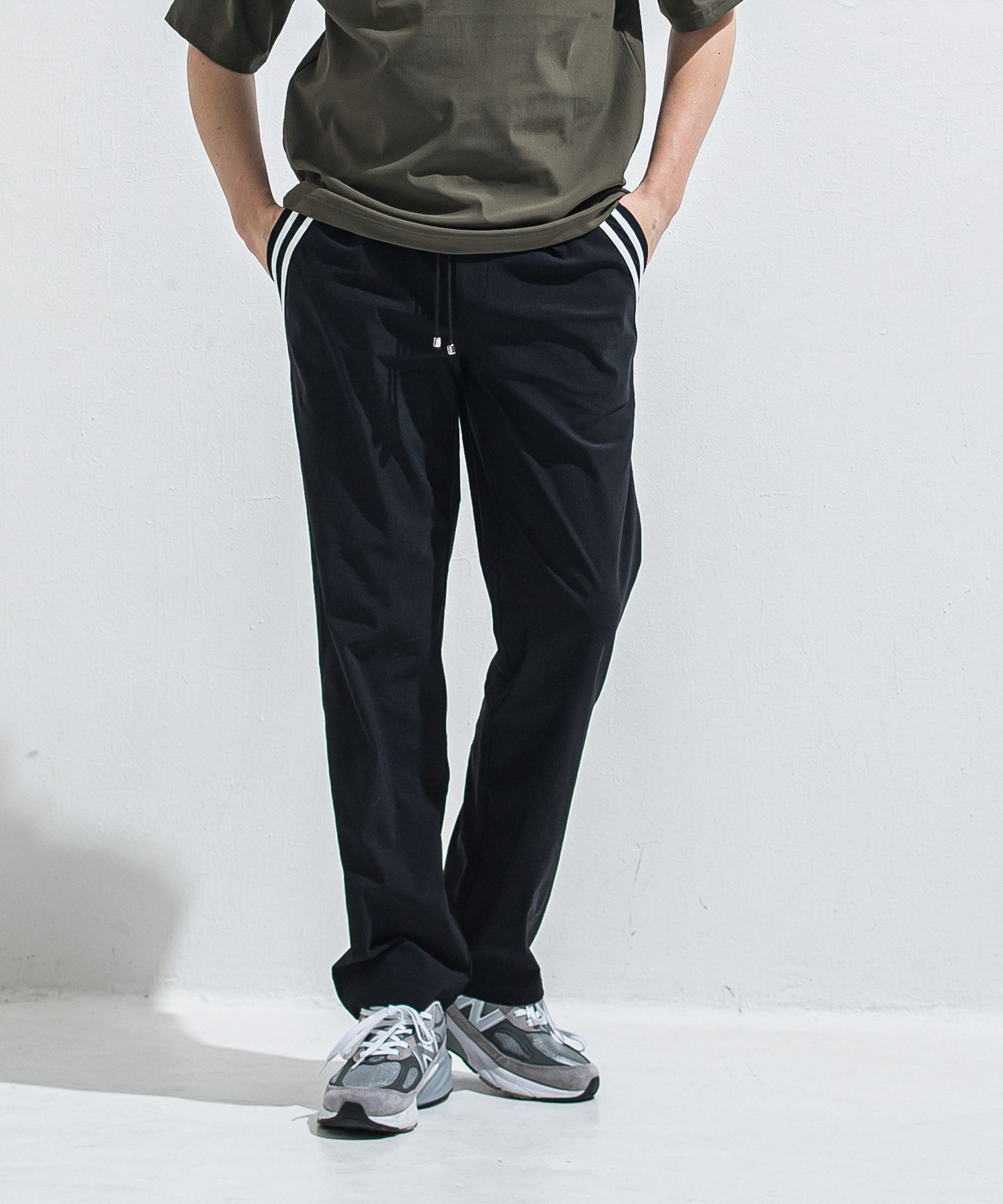 EDGE NYLON SEMI WIDE PT / RC40-ST-014WT / エッジナイロンセミワイドラインパンツ / ブラック×ホワイト (4月下旬入荷予定)