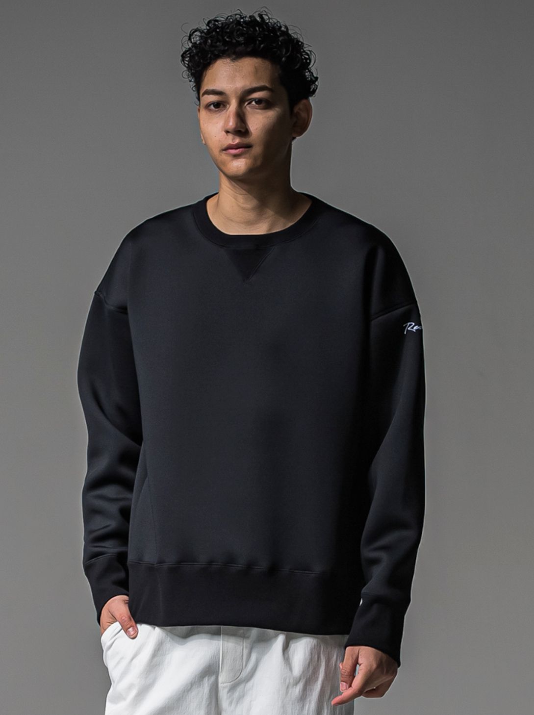 HD DROP TRAINER / RC37-C-004 / ダンボールニット 無地トレーナー / ブラック (9月中旬入荷予定)