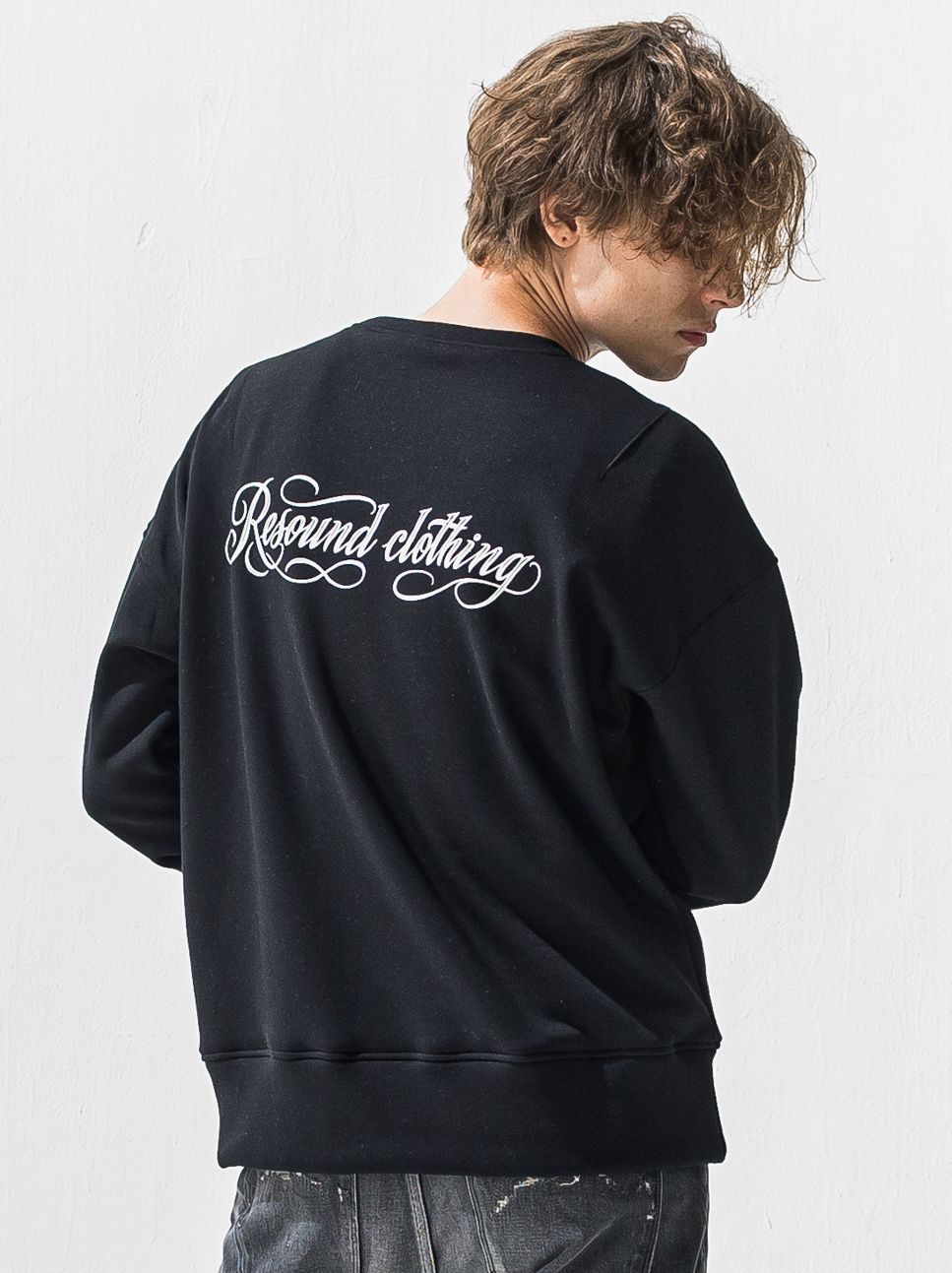 PIN ST RC VELOURS FLEECE DROP TRAINER / RC42-C-006 / 裏起毛バックロゴトレーナー / ブラック (11月上旬入荷予定)