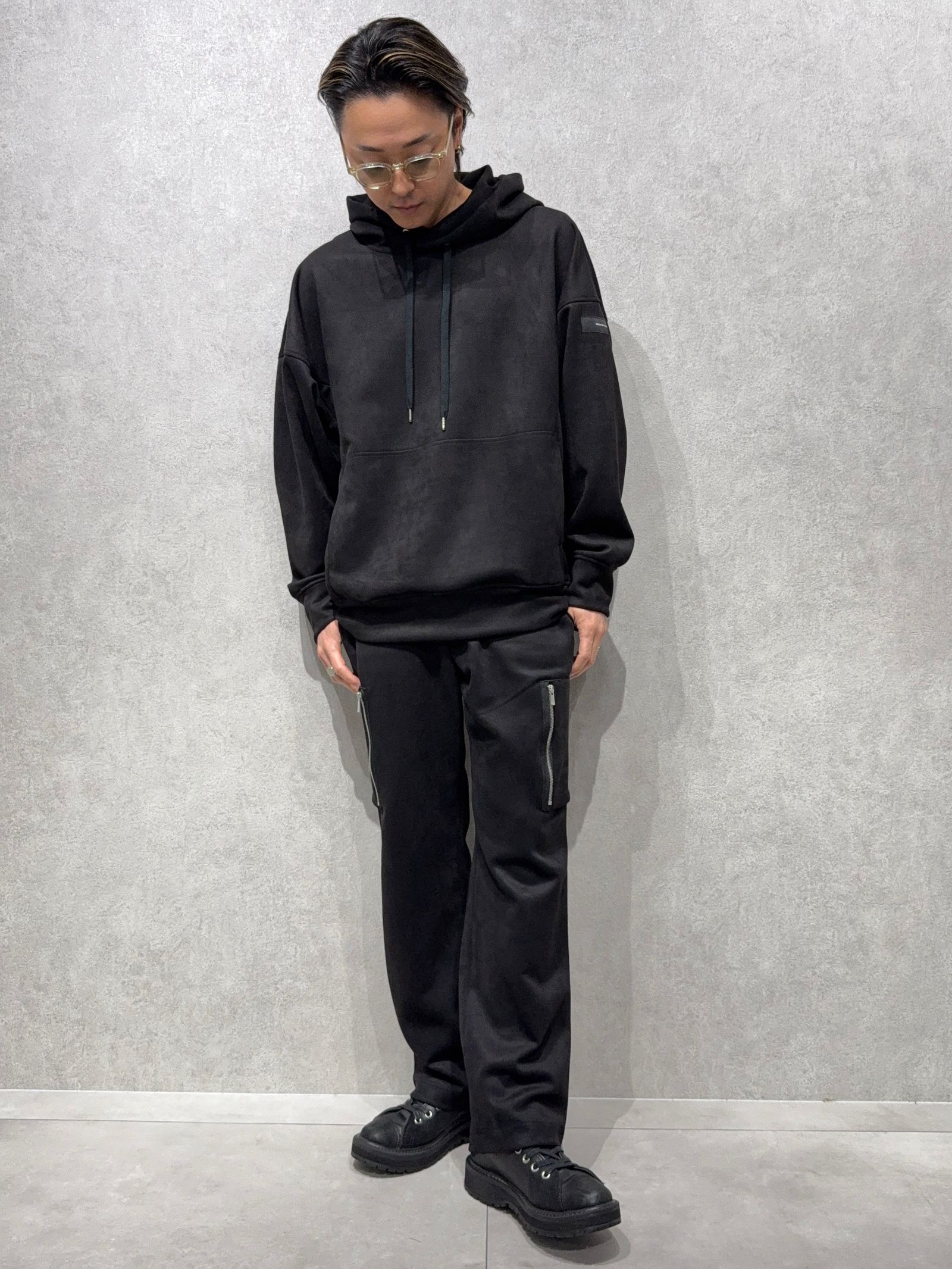 DAVID CARGO PANTS / RC38-ST-040 / スエードワイドカーゴパンツ / ブラック