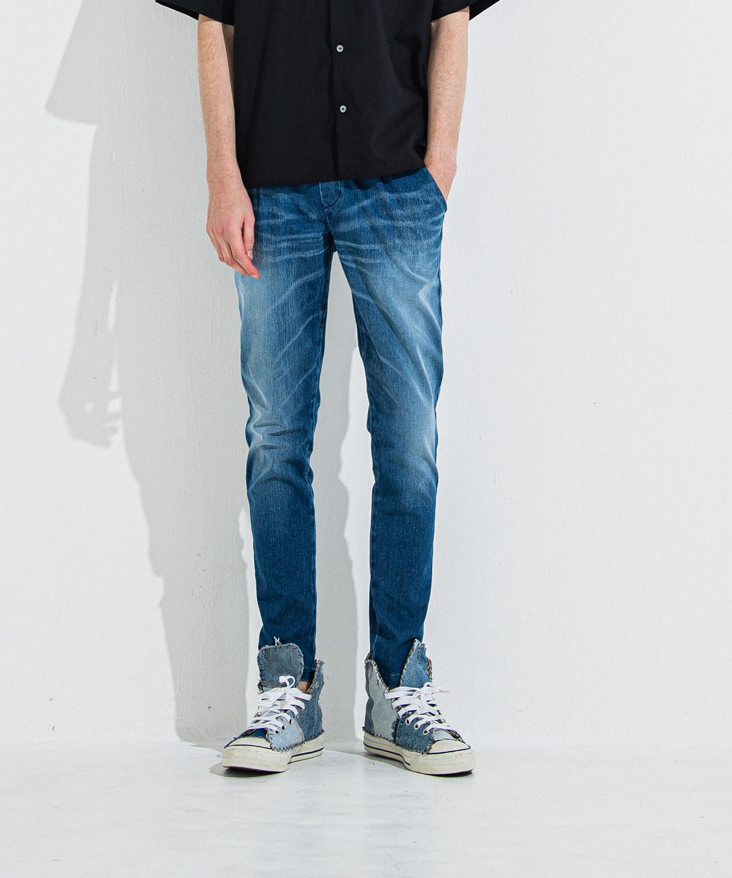 DENIM JERSEY CHRIS EASY TUCK PT / RC36-ST-016TD / ライトオンスデニムジャージイージータックパンツ / ダークインディゴ