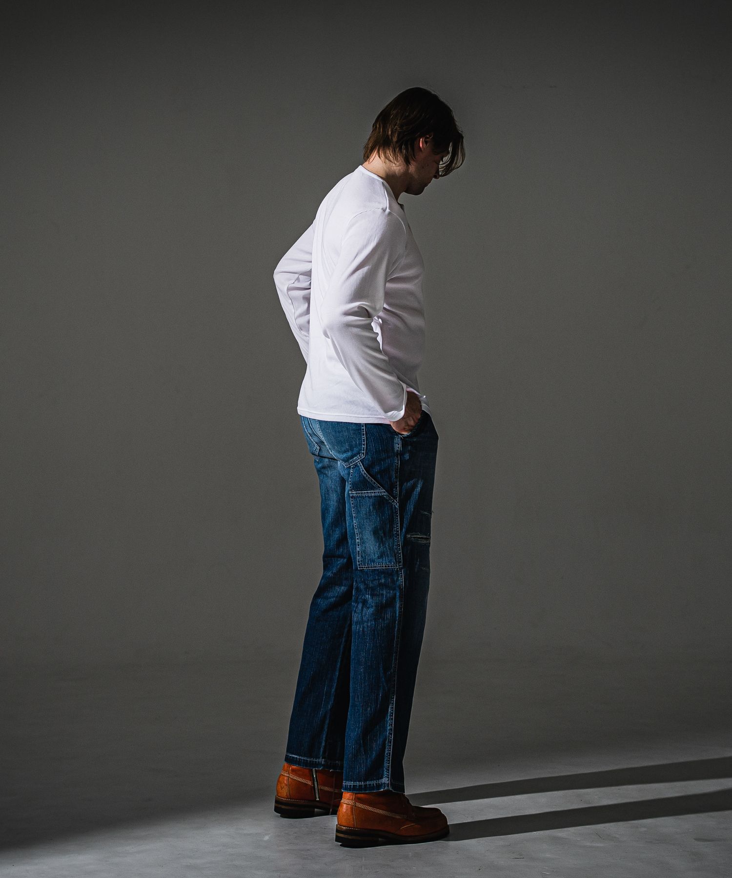 RIB HENRY LONGSLEEVE / RC41-T-005 / リブヘンリーネック長袖Tシャツ / ホワイト (7月中旬入荷予定)