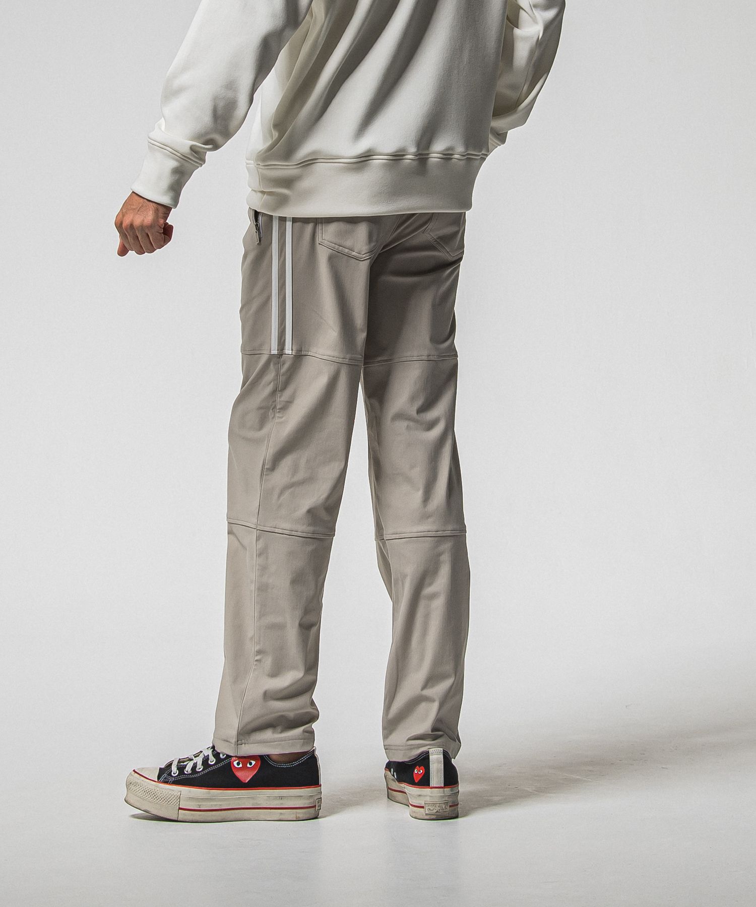 JOHNSON LINE HEAT WIDE TUCK PANTS / RC38-ST-009HWT / 裏起毛ジョンソンラインワイドタックパンツ / グレー×ホワイト (10月下旬入荷予定)