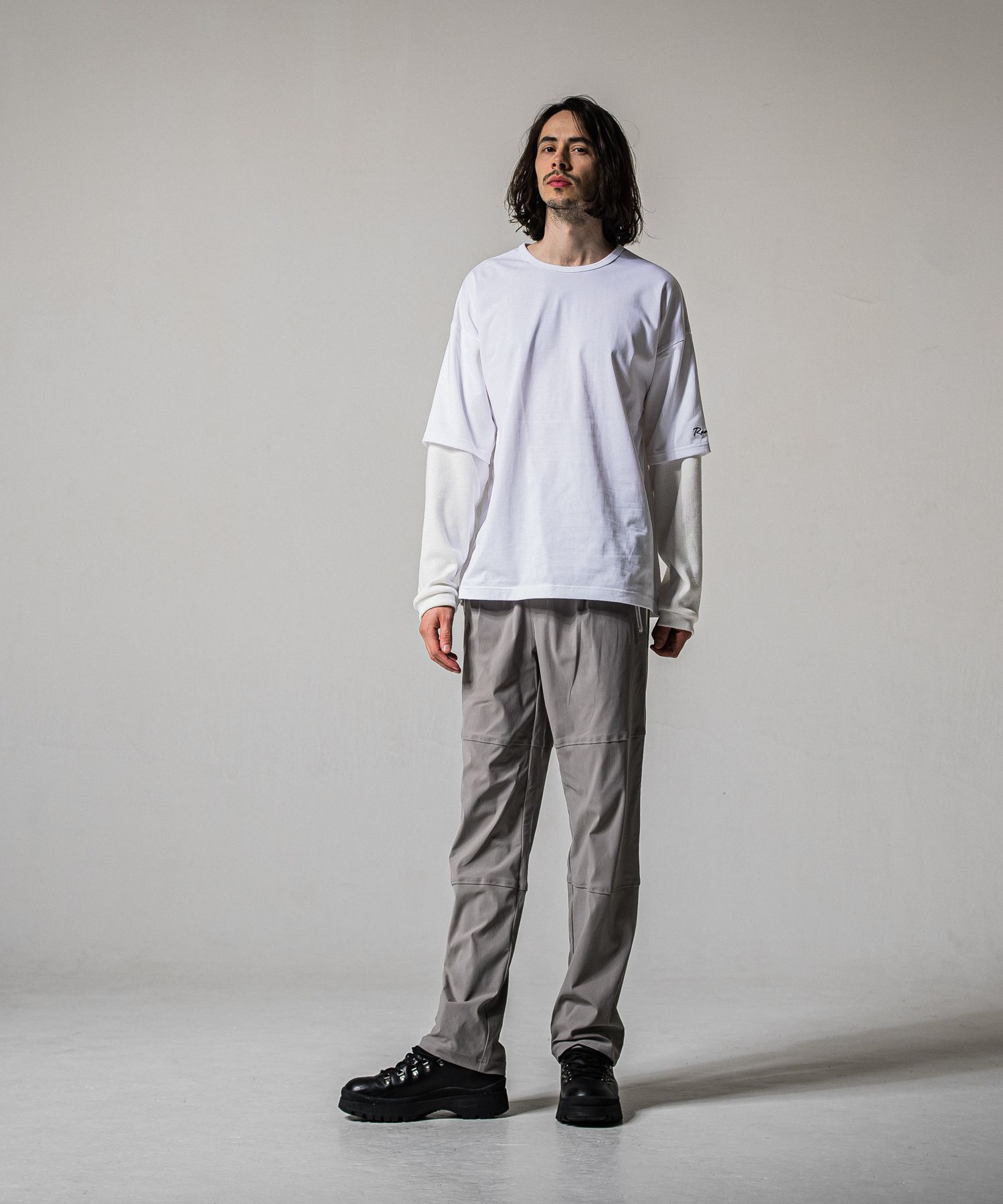 FAKE LAYERED WAFFLE LONG SLEEVE / RC39-T-007 / サーマルレイヤードロングスリーブTシャツ / ホワイト (1月下旬入荷予定)