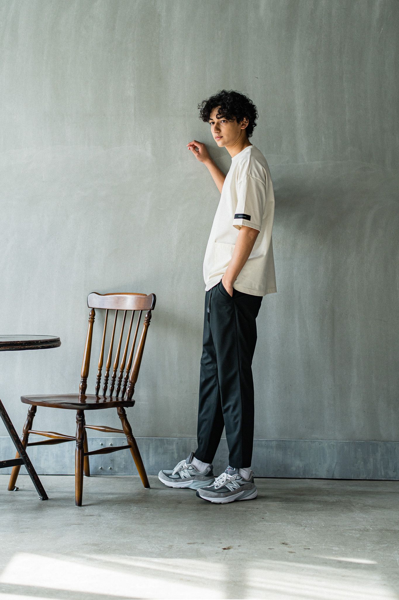 PAT WIDE EASY PANTS / RC32-ST-036 / ベルト付きテーパードワイドパンツ / ブラック
