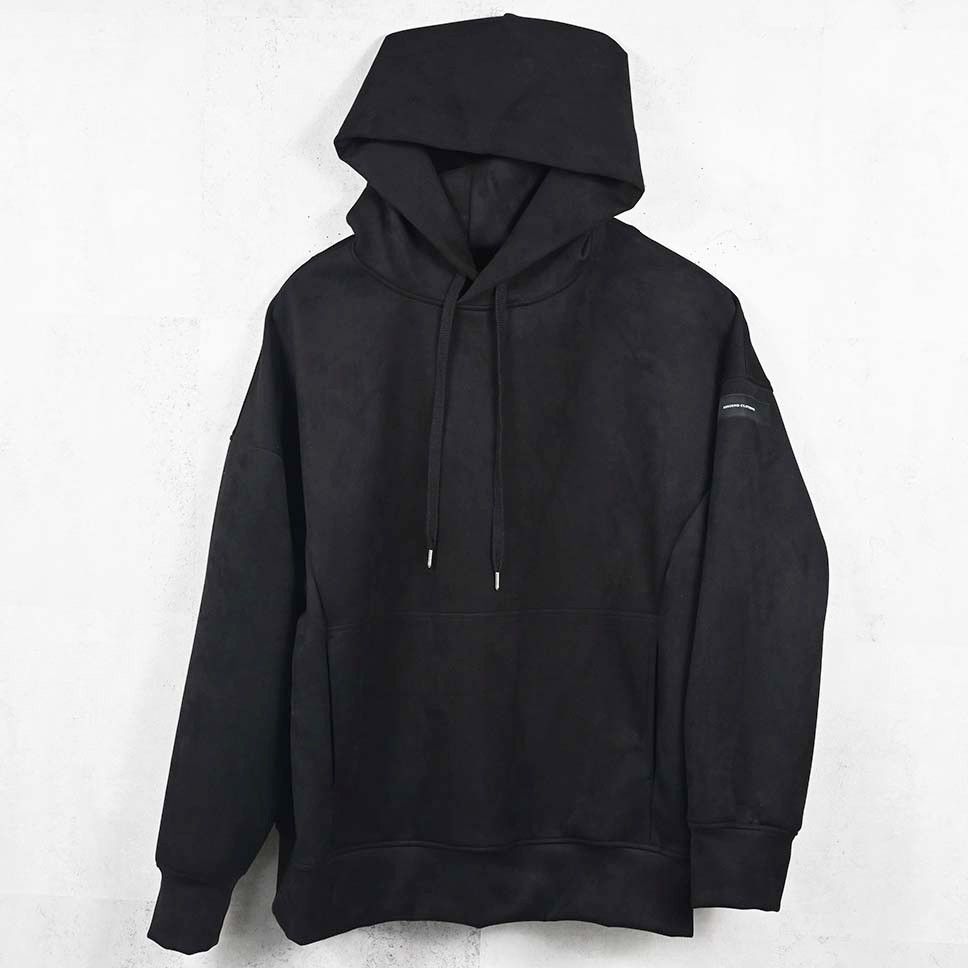 SUEDE LOOSE HOODIE / RC38-C-006 / スエードパーカー / ブラック (1月上旬入荷予定)