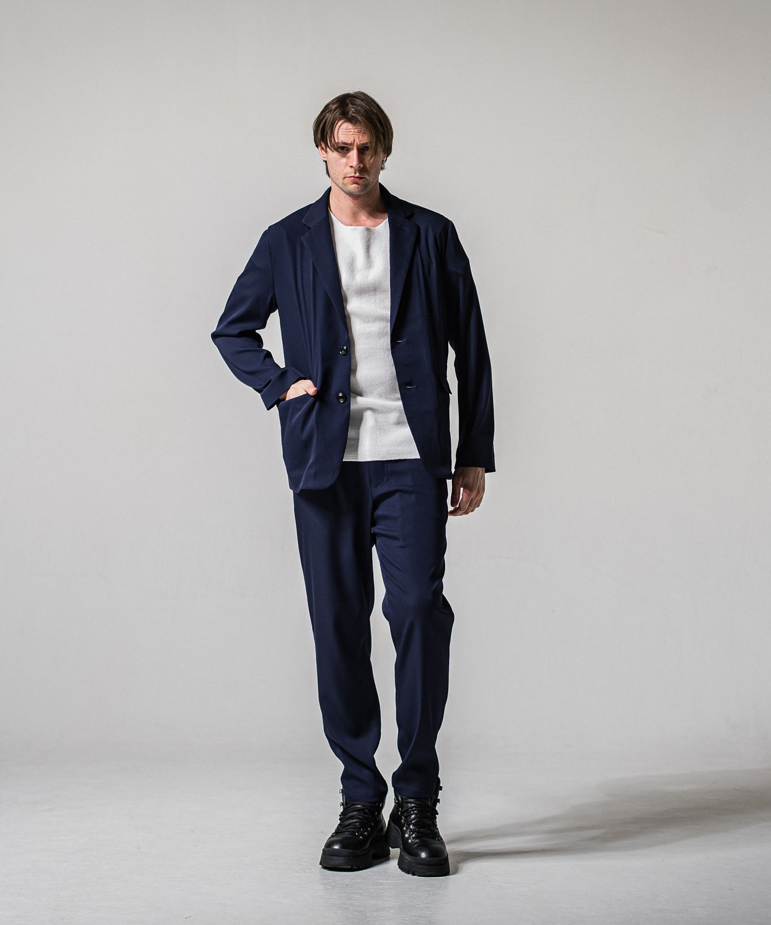 GARY LOOSE JACKET / RC39-JK-001 / サテンルーズテーラードジャケット / ネイビー (2月下旬入荷予定)