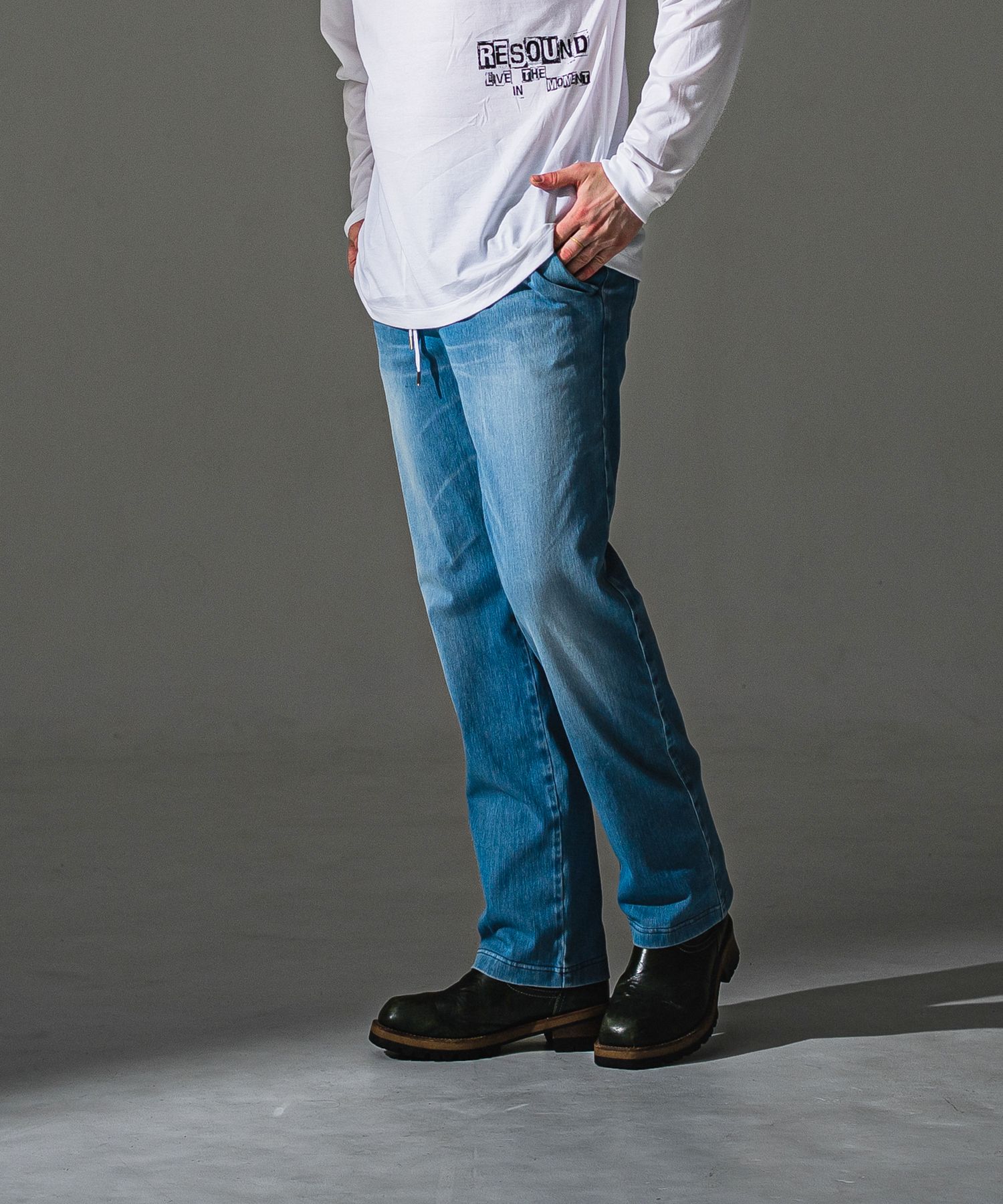 DENIM JERSEY WIDE PT / RC41-ST-016WTD / ライトオンスデニムジャージセミワイドパンツ / ライトインディゴ (8月中旬入荷予定)