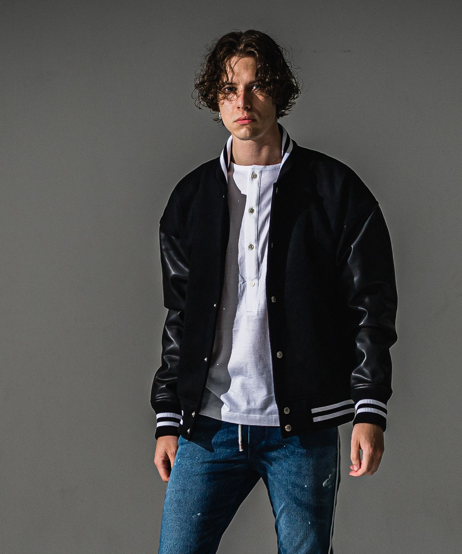 VARSITY JACKET / RC41-JK-008 / スタジャン / ブラック (10月下旬入荷予定)