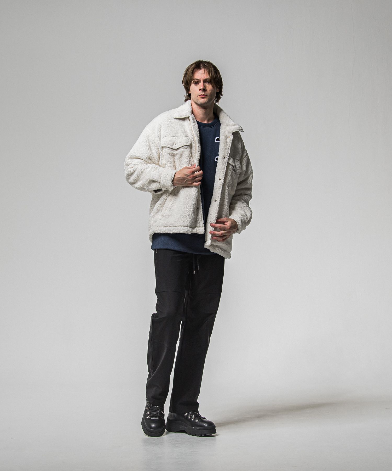 JOHNSON LINE HEAT WIDE TUCK PANTS / RC38-ST-009HWT / 裏起毛ジョンソンラインワイドタックパンツ / ブラック×ブラック (10月下旬入荷予定)