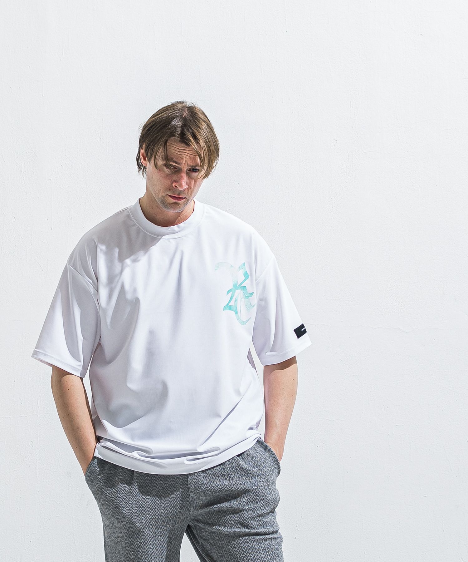 RC RUSH OVER T / RC40-T-009 / RCロゴラッシュガードビッグTシャツ / ホワイト×ブルーグリーン (6月上旬入荷予定)