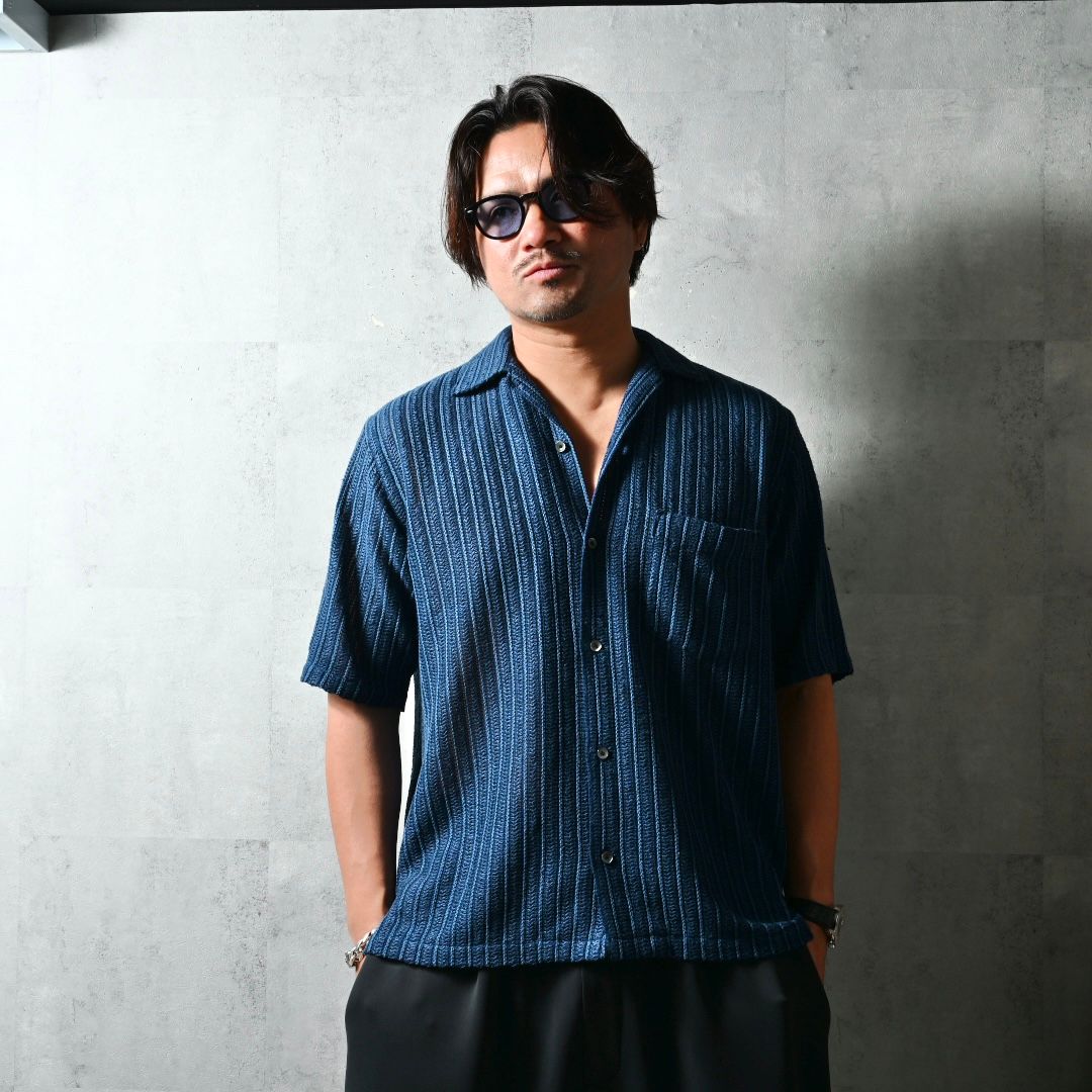 RUSSEL SHIRTS / DP1-SH-004 / ラッセル織り半袖シャツ / ネイビー (3月中旬入荷予定)