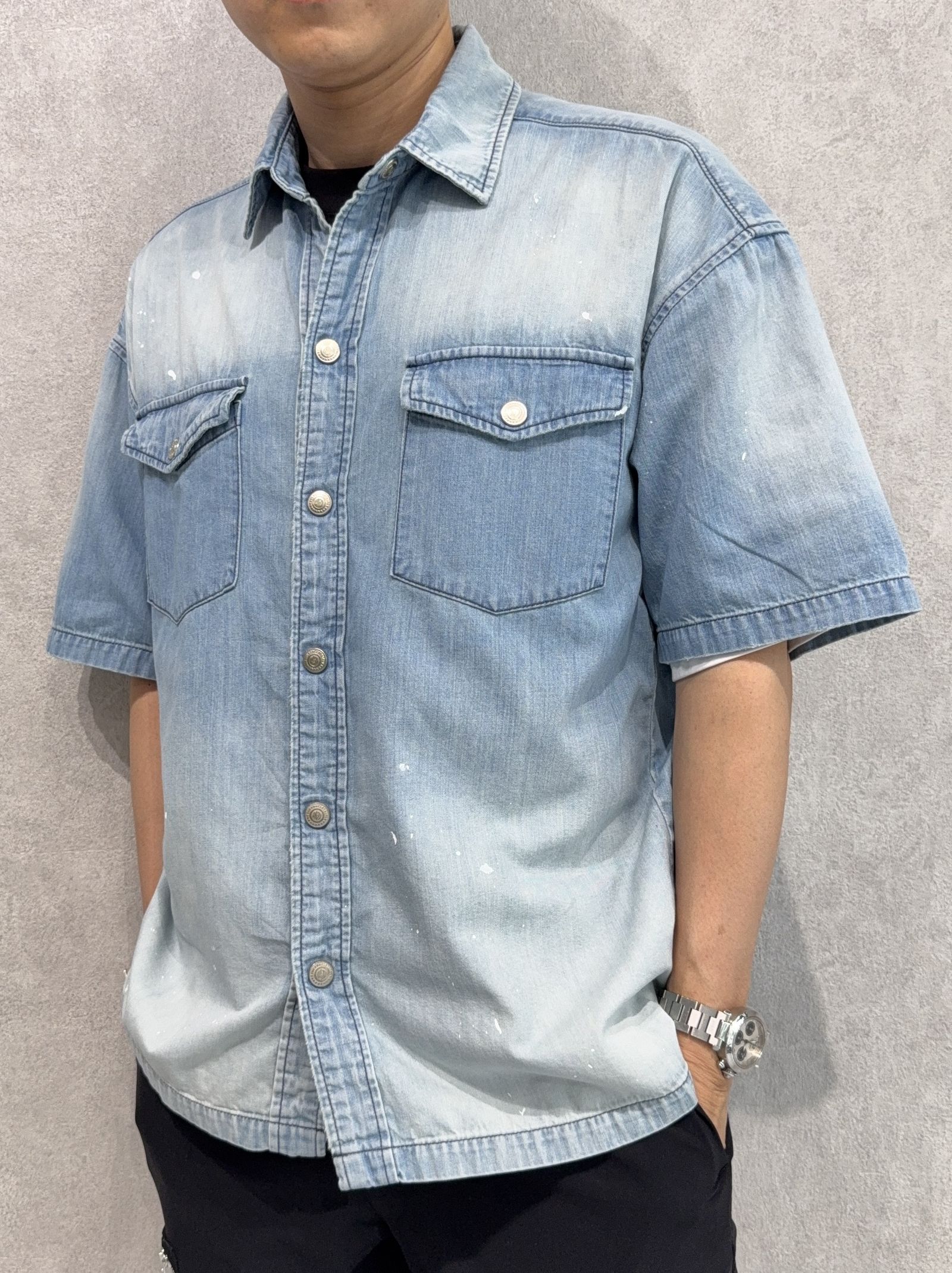 HALF DENIM SHIRTS / RC40-SH-002 / デニム半袖シャツ / ライトインディゴ