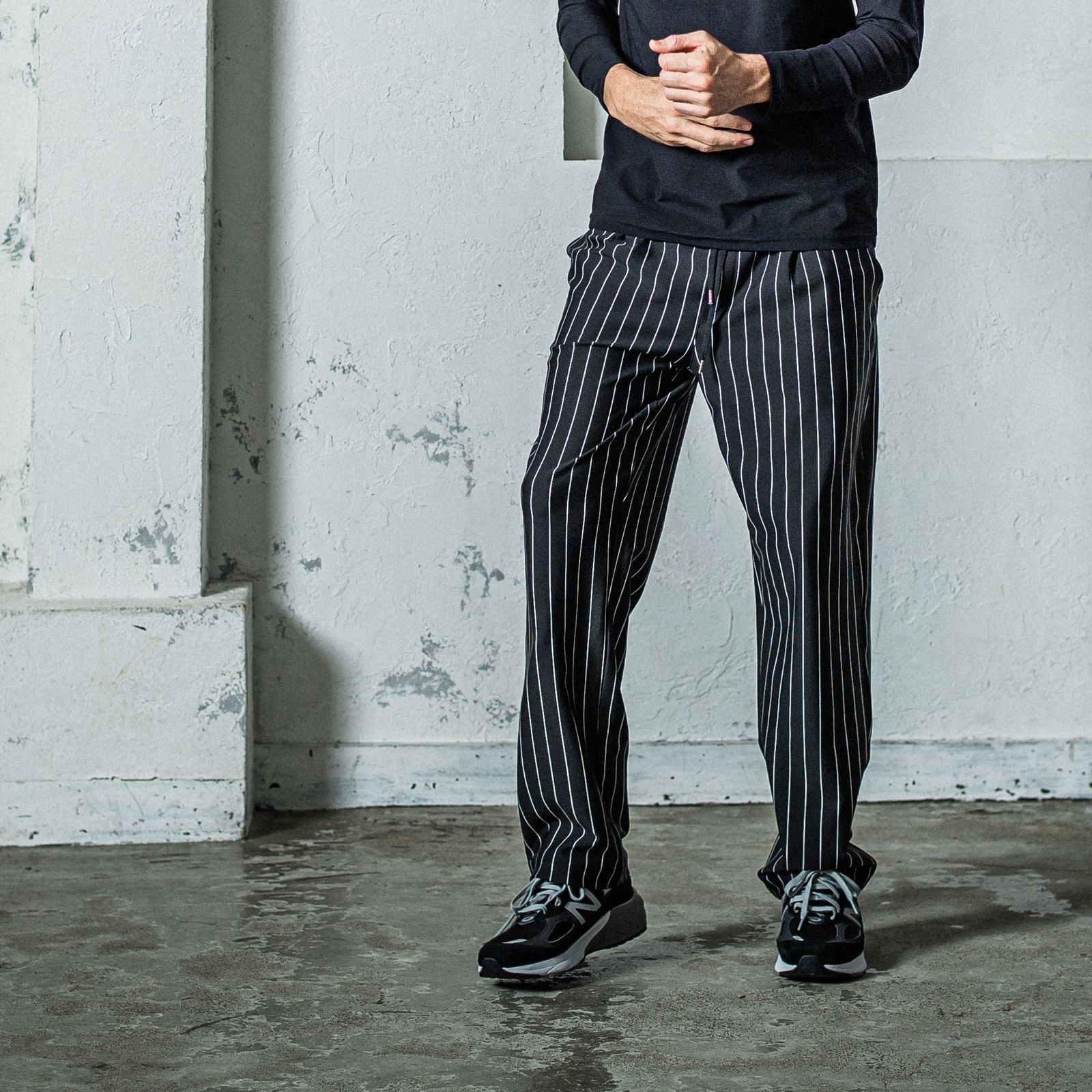 CHRIS EASY WIDE TUCK PANTS / RC35-ST-016WT / ワイドタックパンツ / ブラックストライプ
