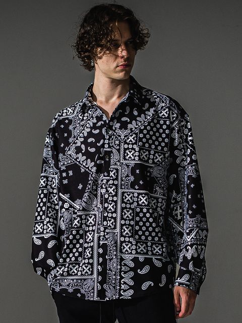 BANDANA JACK SHIRTS / RC41-SH-002 / オーバーサイズペイズリーシャツ / ブラックバンダナ (8月下旬入荷予定)