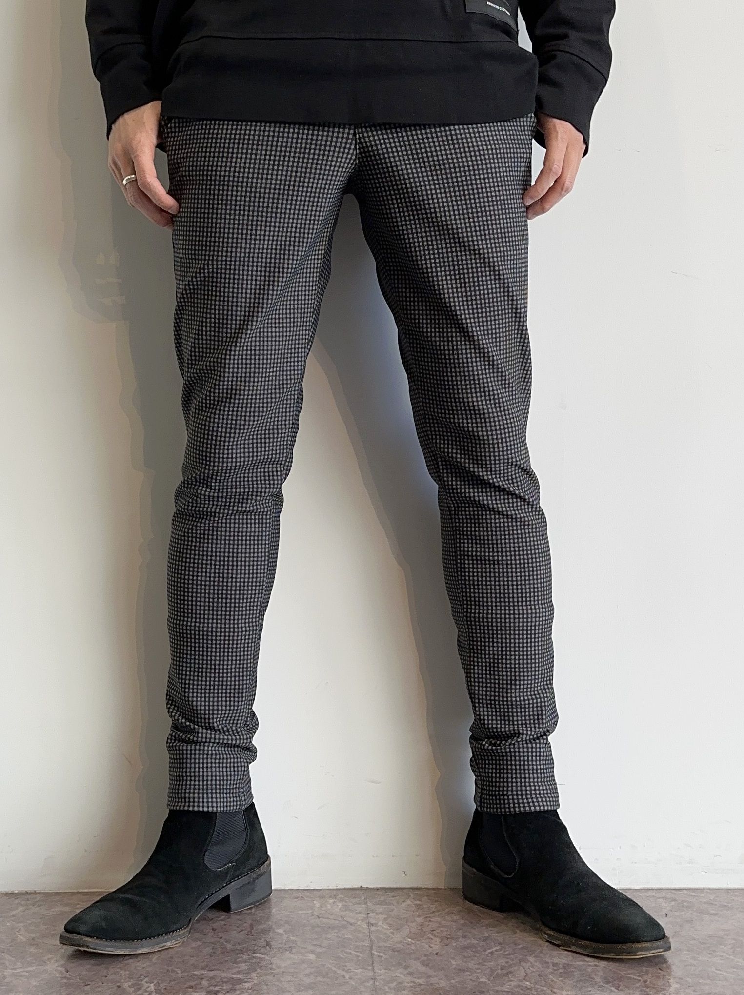 CHRIS EASY HEAT PANTS / RC30-ST-016H / 裏起毛イージーパンツ / 千鳥柄チャコール