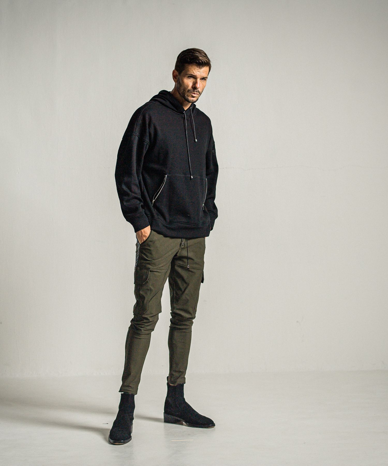 SHAGGY FLEECE THERMAL PULLOVER HOODIE / RC34-C-003 / 裏起毛サーマルパーカー / ブラック