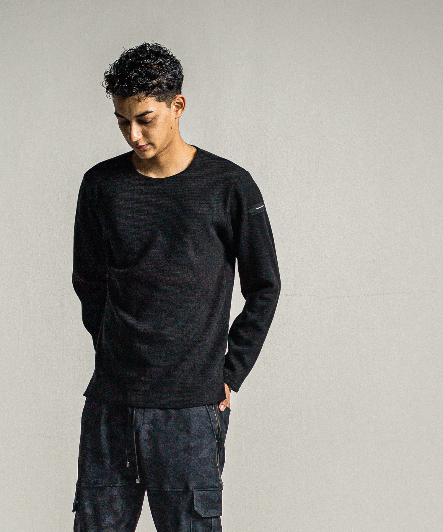 VELOURS FLEECE NEO THERMAL / RC34-C-001 / 裏起毛サーマルロングTシャツ / ブラック
