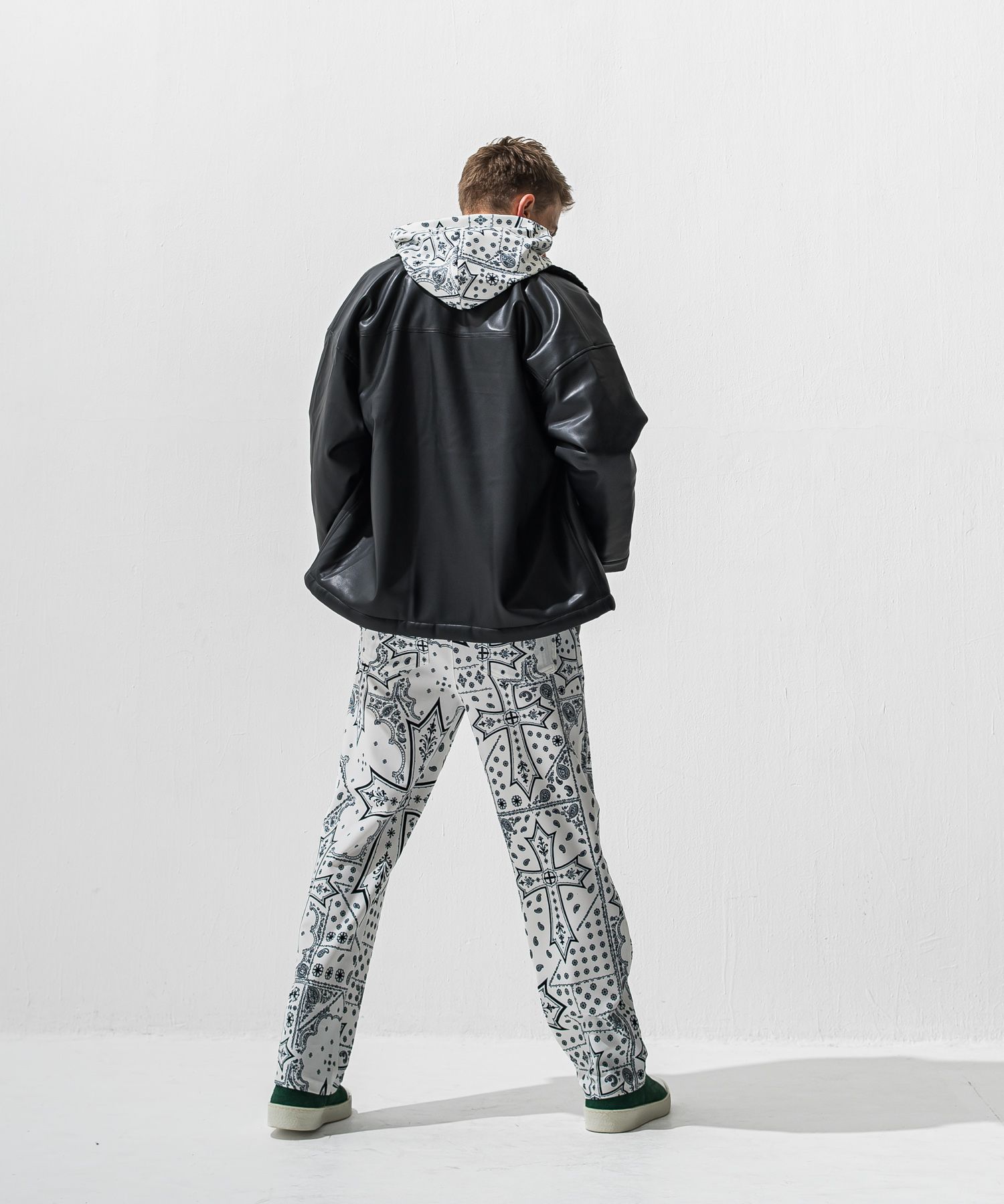 LEATHER FUR CAVER ALL / RC42-JK-002 / エコレザーファーカバーオール / ブラック (11月中旬入荷予定)