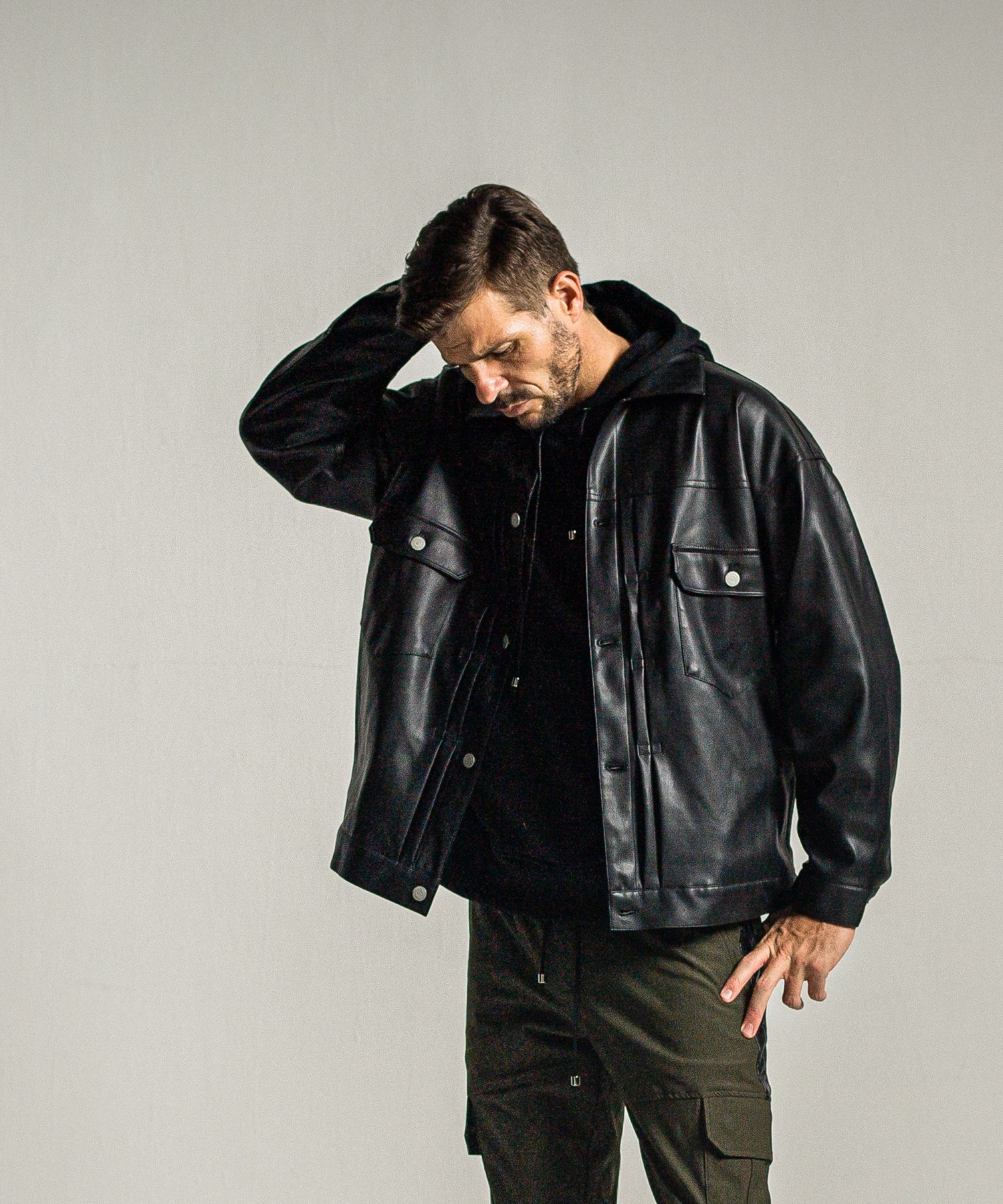 LEATHER OVER 2ND G / RC34-JK-002 / エコレザーGジャン / ブラック