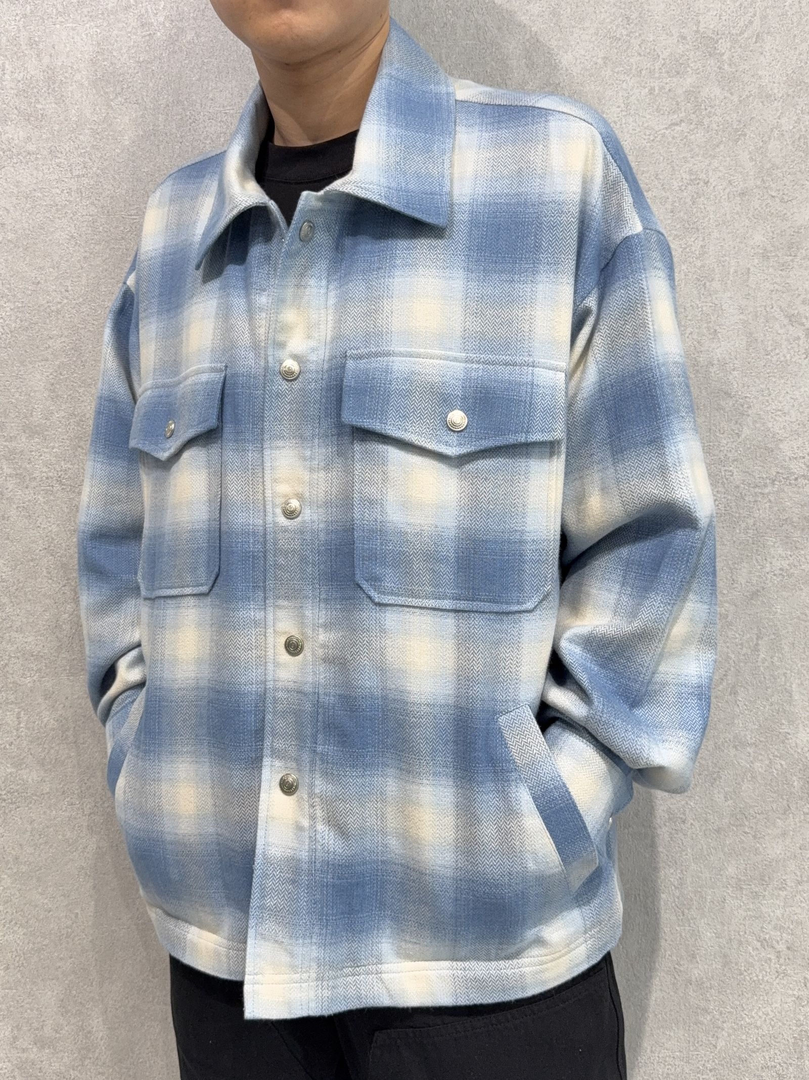 FLANNEL CHECK JK / RC41-JK-006 / フランネルチェックCPOジャケット / サックスブルー