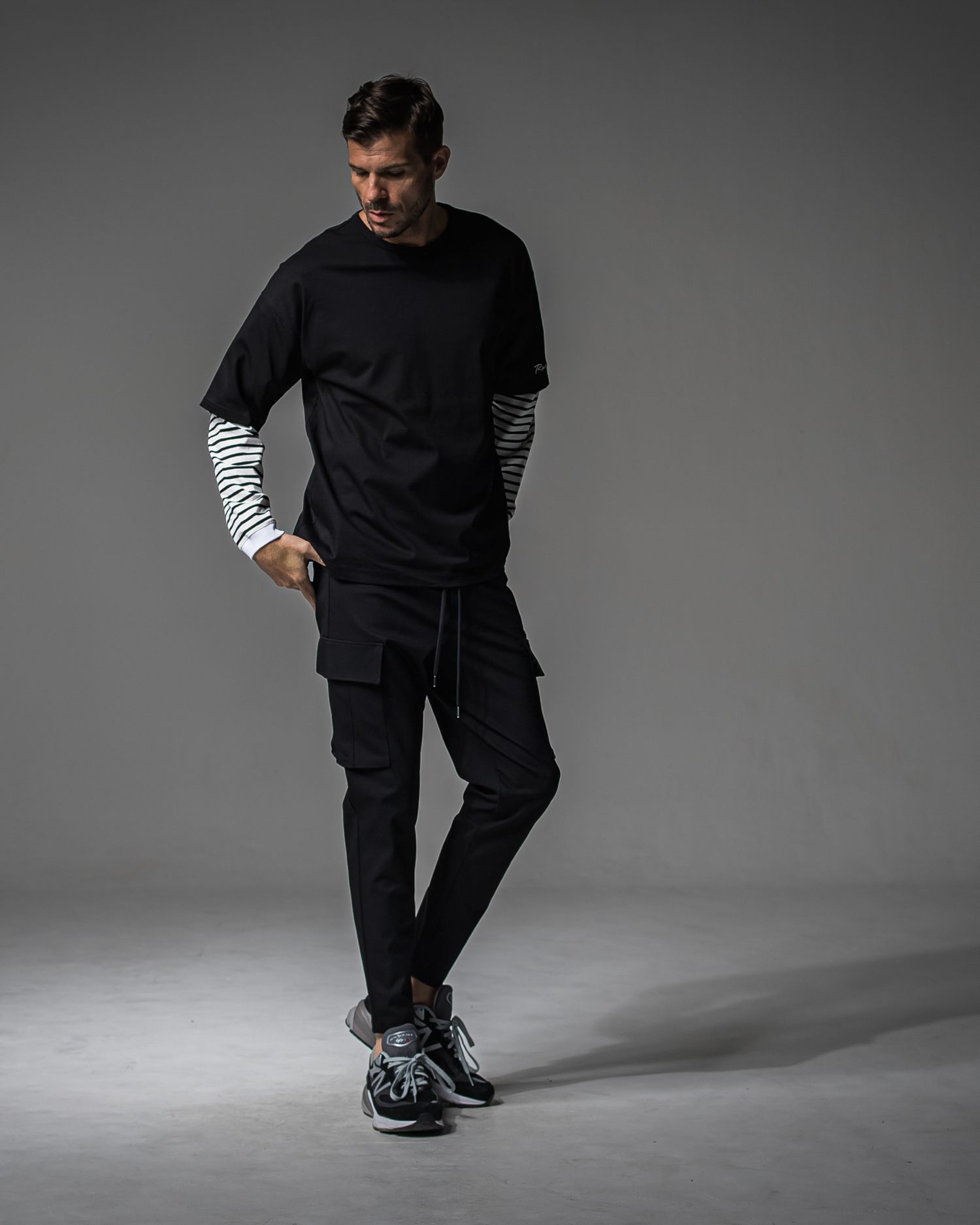FAKE LAYERED LONG SLEEVE / RC37-T-004 / レイヤードロングスリーブTシャツ / ブラック×ボーダー