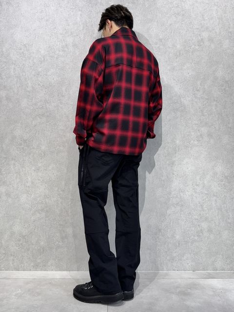 RESOUND新作チェックシャツ×ワイドラインパンツコーデ