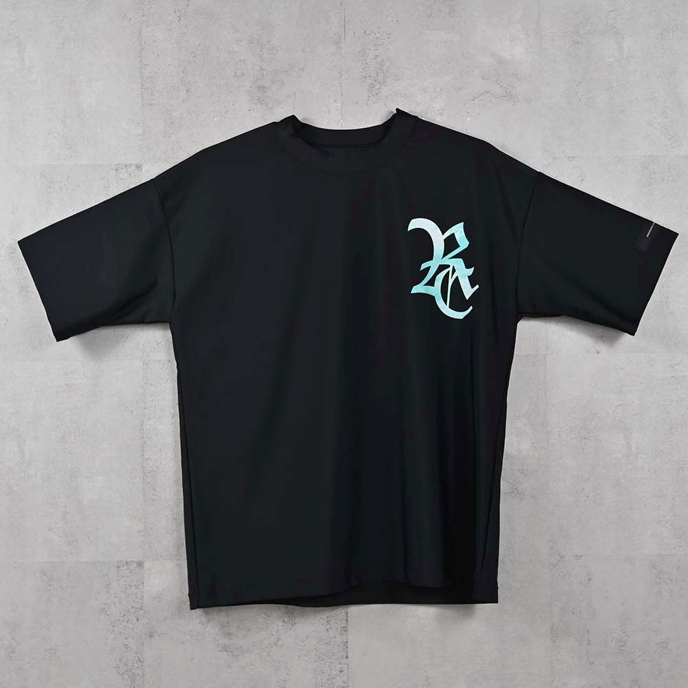 RC RUSH OVER T / RC40-T-009 / RCロゴラッシュガードビッグTシャツ / ブラック×ブルーグリーン (6月上旬入荷予定)
