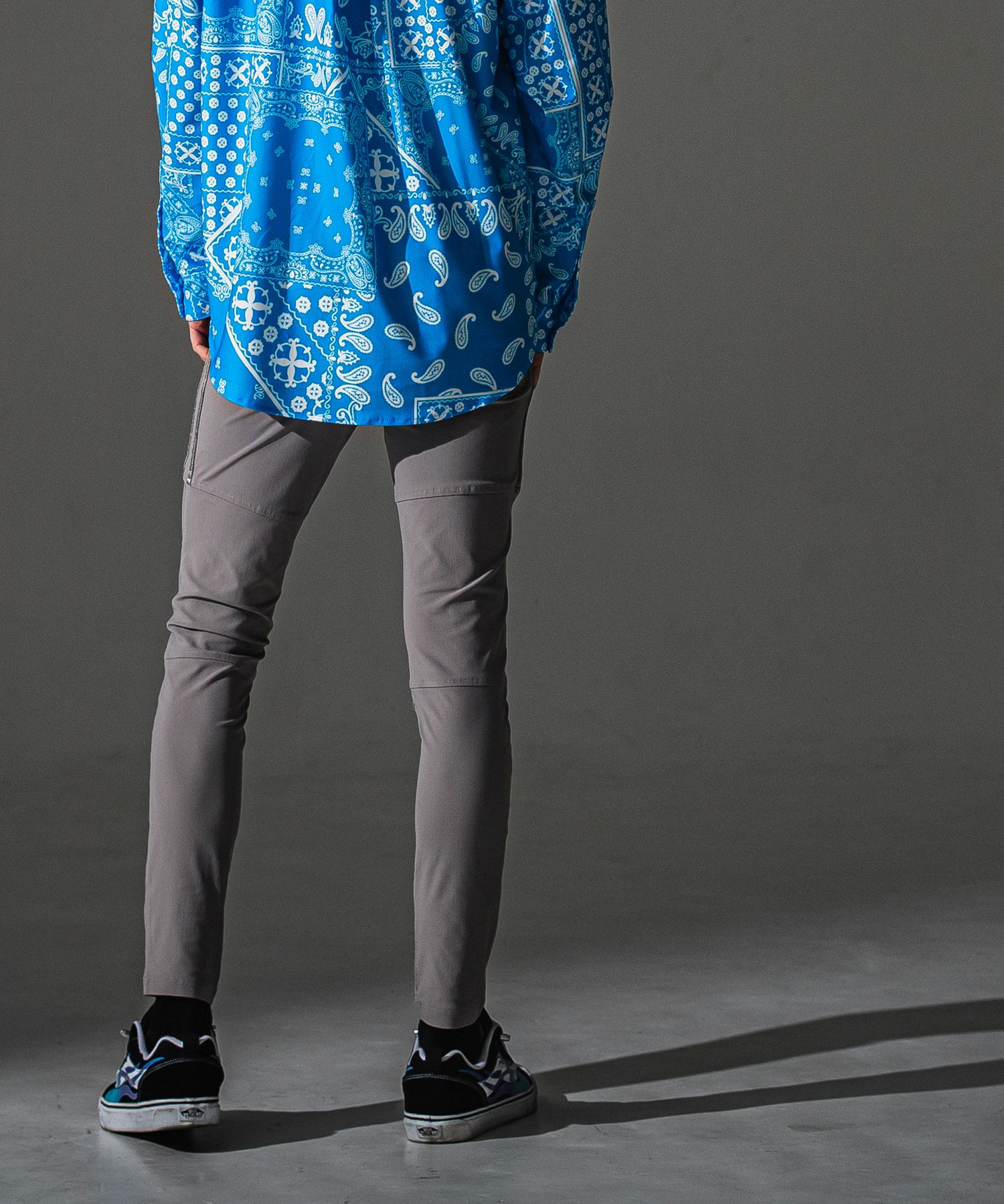 JOHNSON LINE NYLON PT / BASIC-ST-009 / ジョンソンラインナイロンパンツ / グレー×シルバー (7月下旬入荷予定)