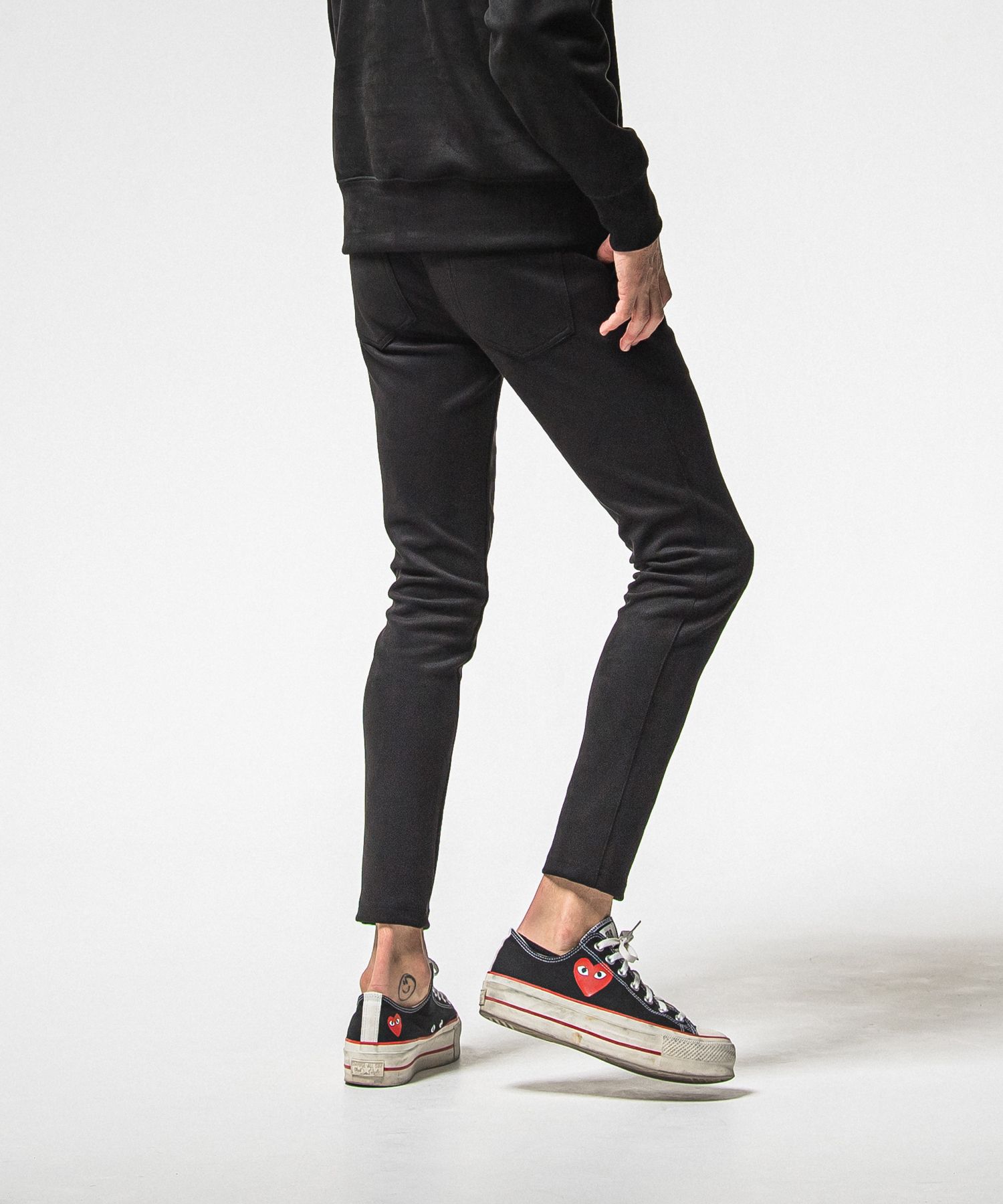 CHRIS EASY SUEDE TUCK  PANTS / RC38-ST-016T / スエードイージータックパンツ / ブラック (1月上旬入荷予定)