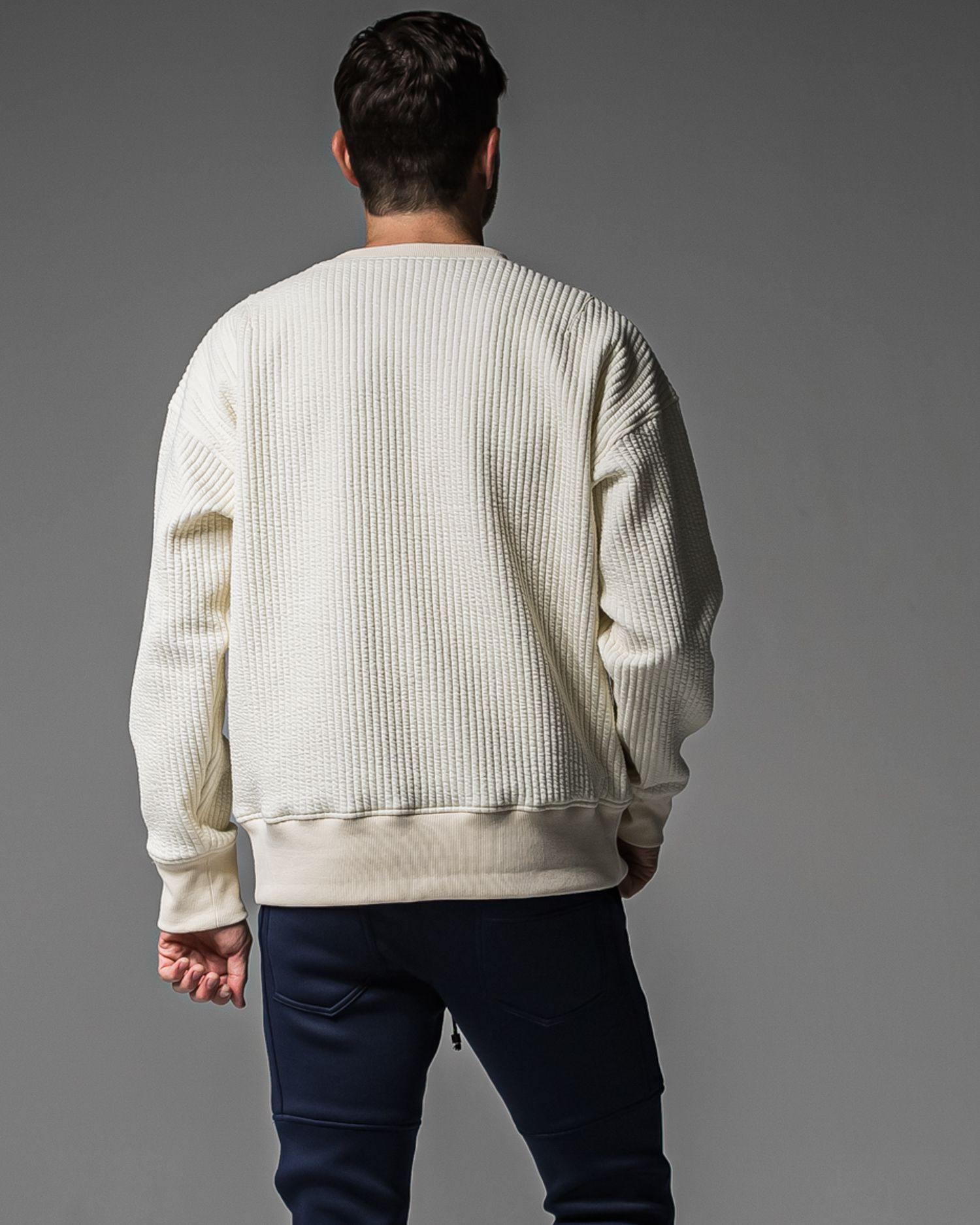 STRIPE QUILTING DROP TRAINER / RC37-C-003 / ストライプキルティングトレーナー / オフホワイト (9月下旬入荷予定)