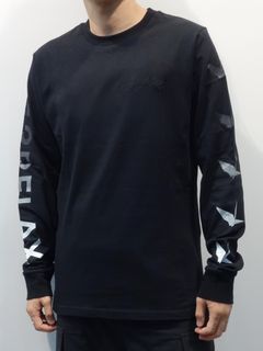 グラデーションプリント長袖Tシャツ / ust-22052 / ブラック