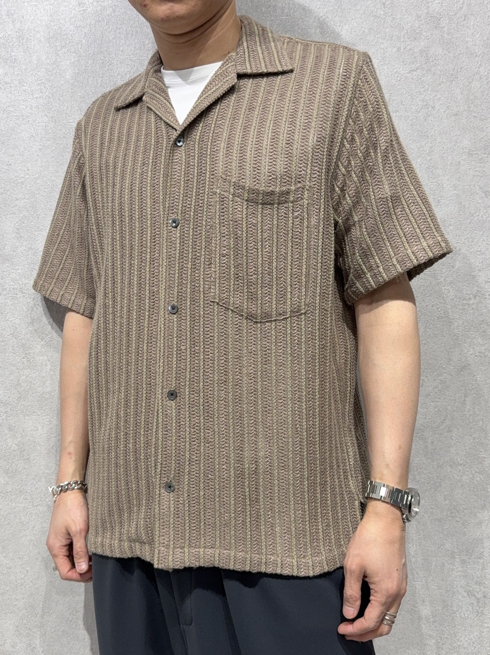 RUSSEL SHIRTS / DP1-SH-004 / ラッセル織り半袖シャツ / ブラウン